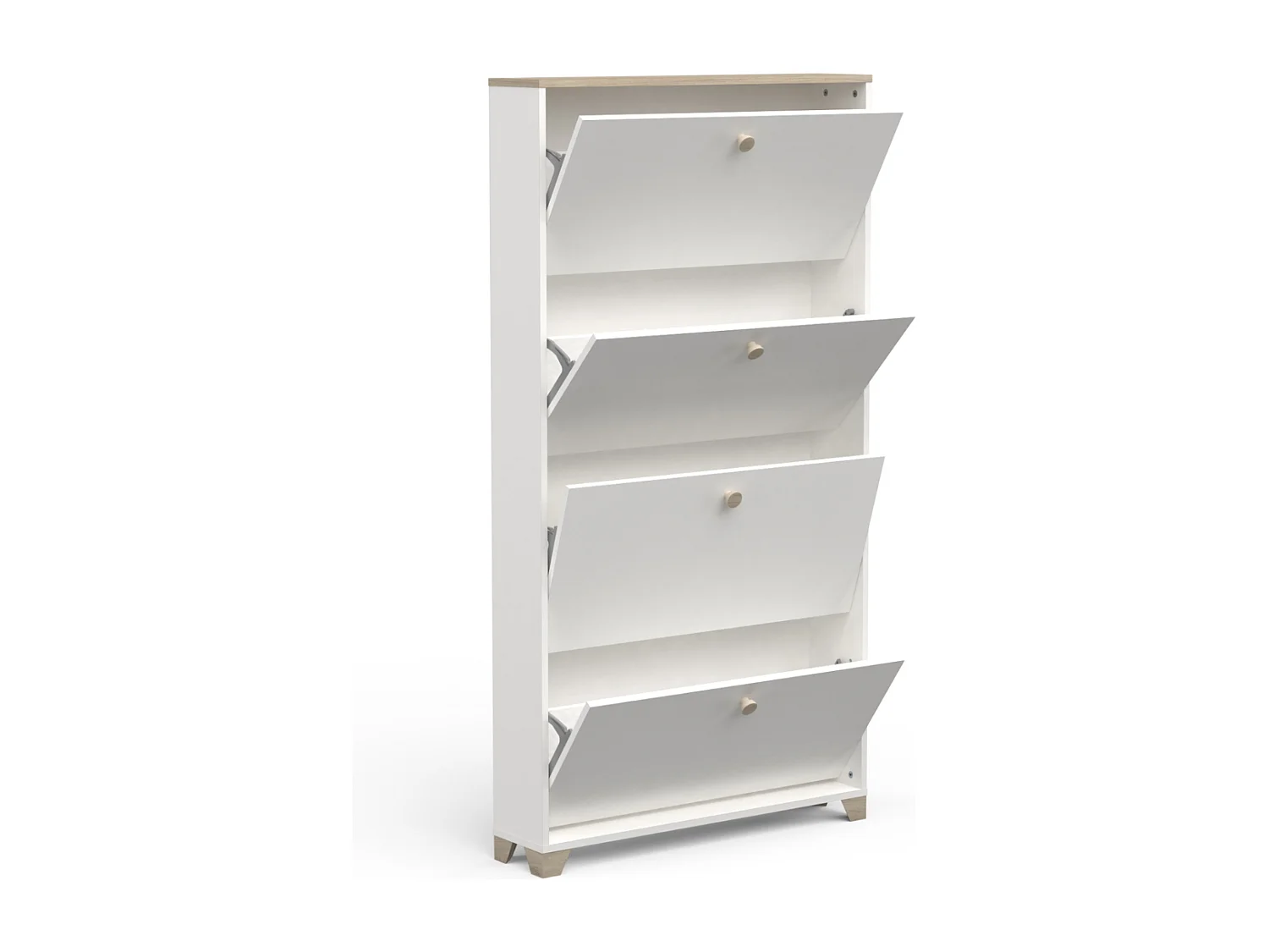 Schoenenkast 4 kleppen decor eiken kronberg en wit - L80,8 cm