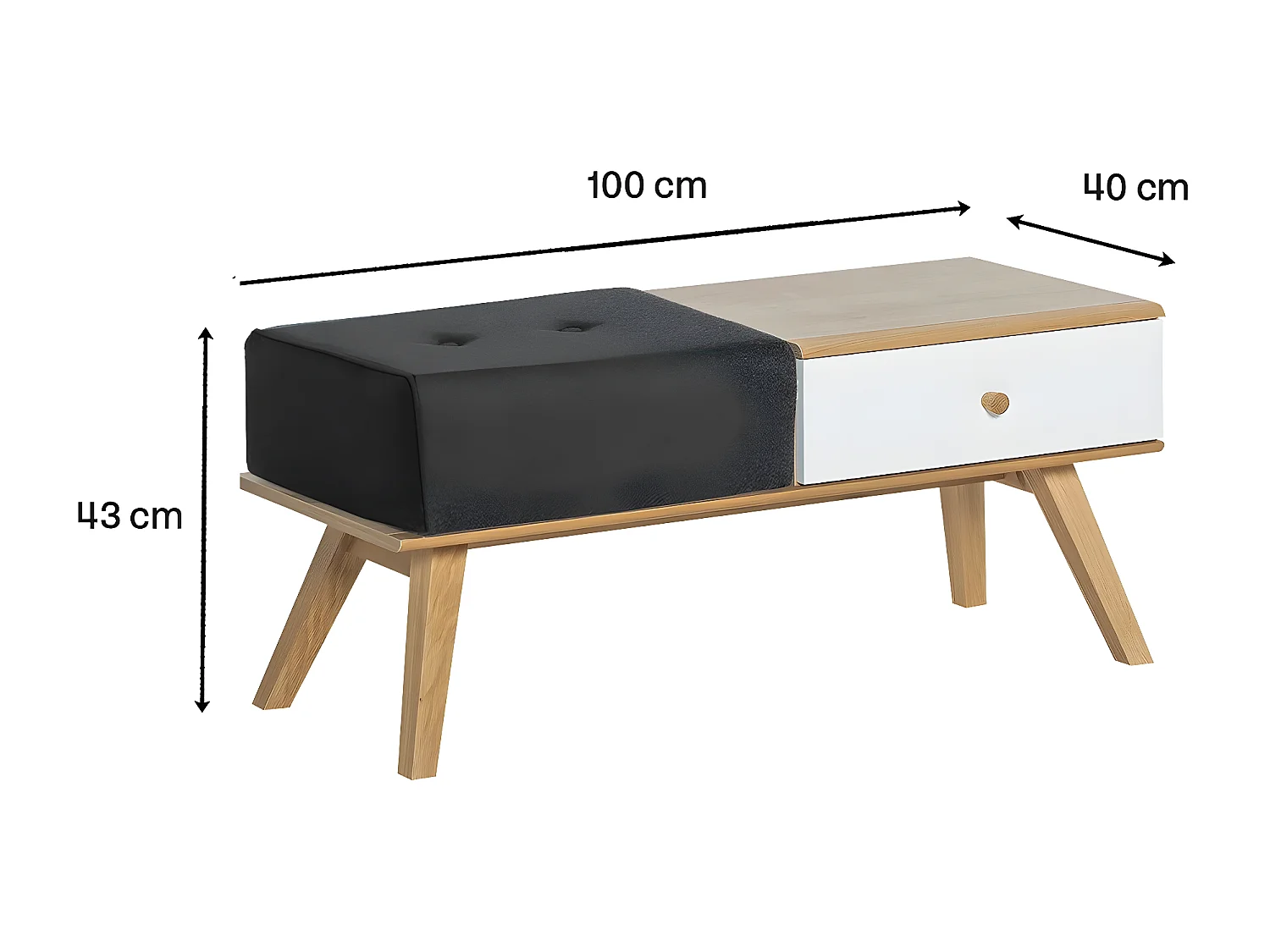 Panca con cassetto e cuscino - L100 cm