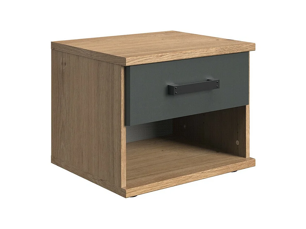 Chevet 1 tiroir décor chêne et graphite - L46 cm