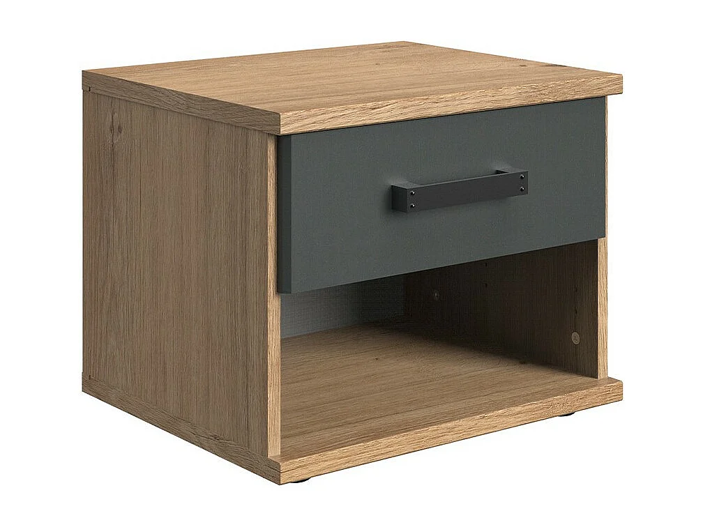 Chevet 1 tiroir décor chêne et graphite - L46 cm