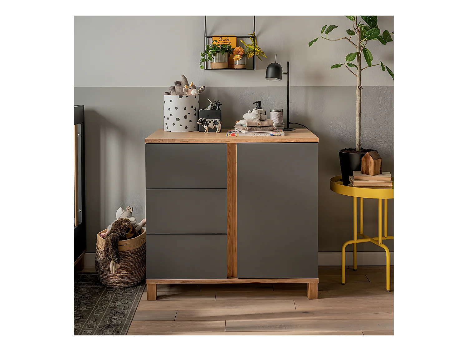 Kommode mit 3 Schubladen und 1 Tür - L90 cm - Altitude