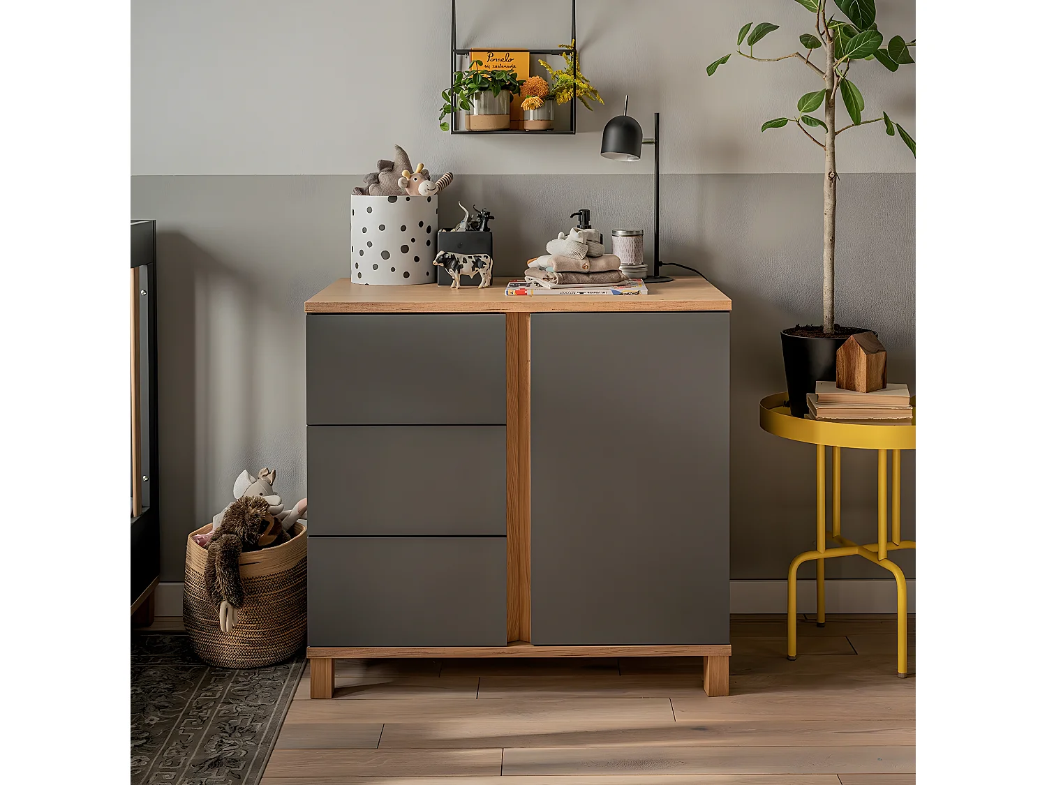 Commode 3 tiroirs et 1 porte - L90 cm - Altitude