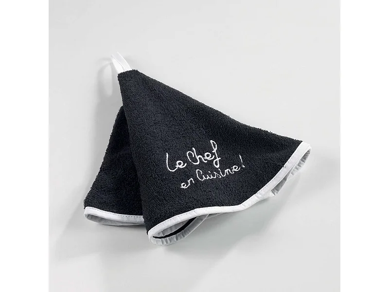 Essuie-Main Rond "Cuistot" 60cm Noir