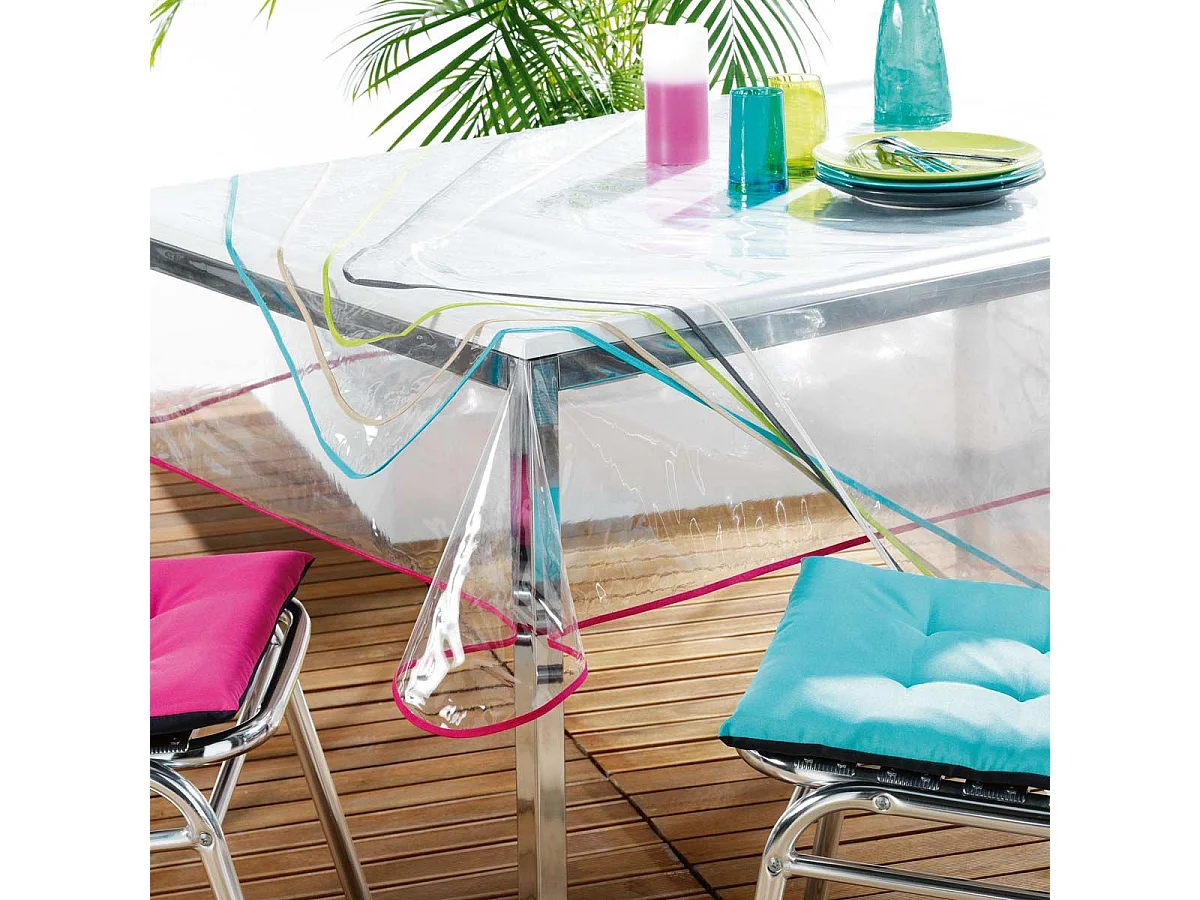 Nappe Cristal "Garden" 140x240cm Transparent & Taupe