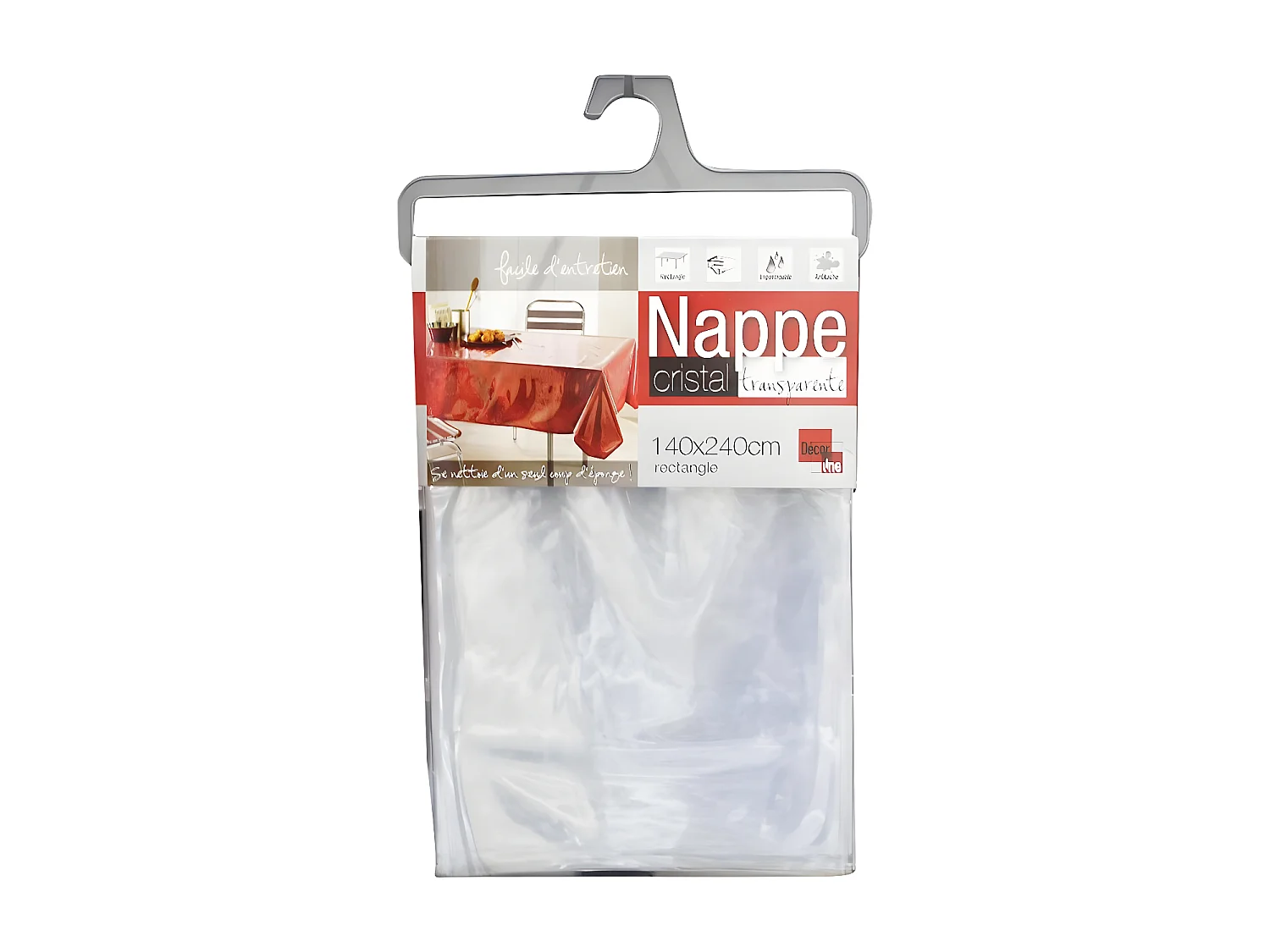 Toile Cirée de Protection Rectangulaire "Cristal" 140x240cm Transparent