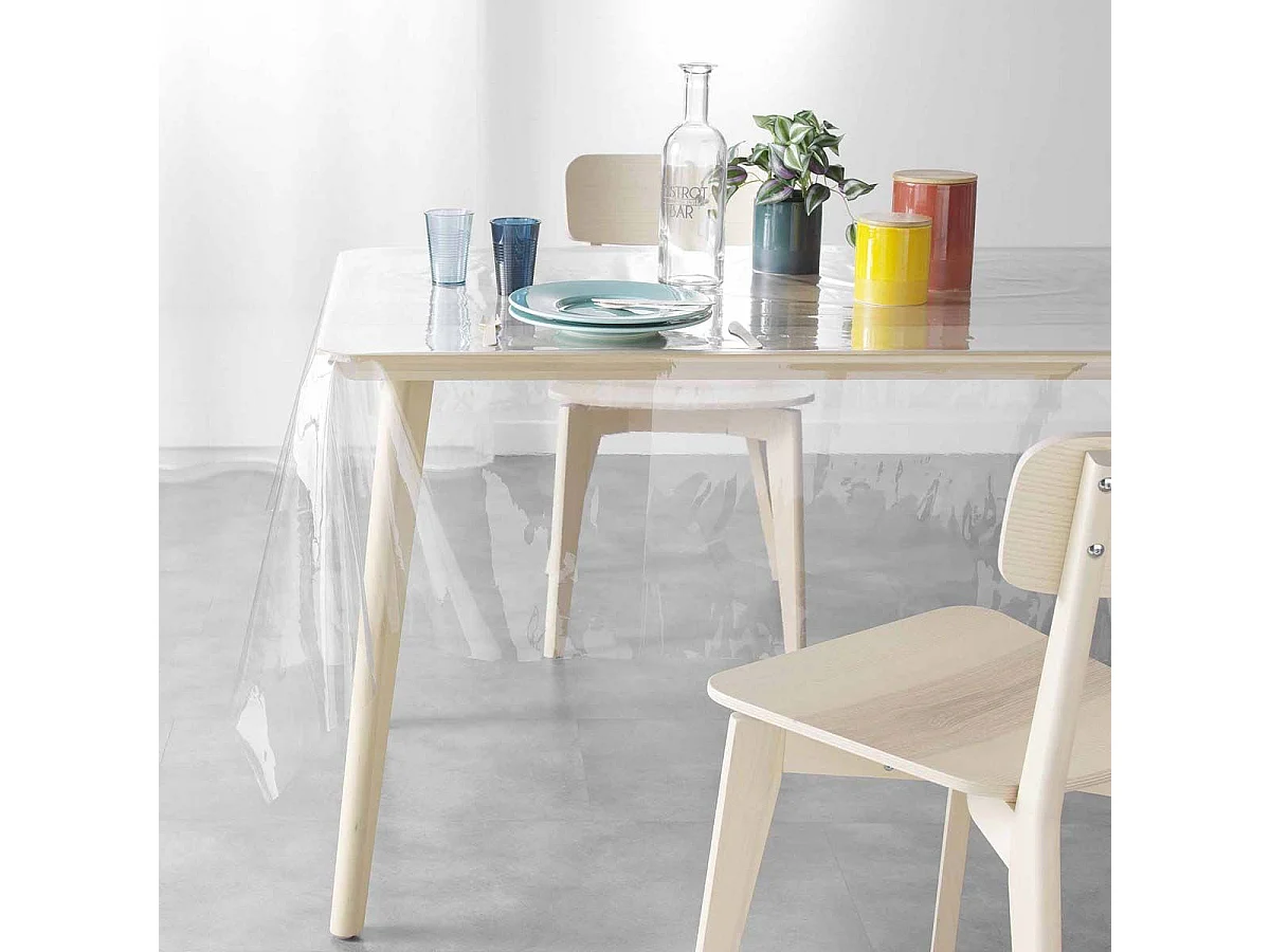 Toile Cirée de Protection Rectangulaire "Cristal" 140x240cm Transparent