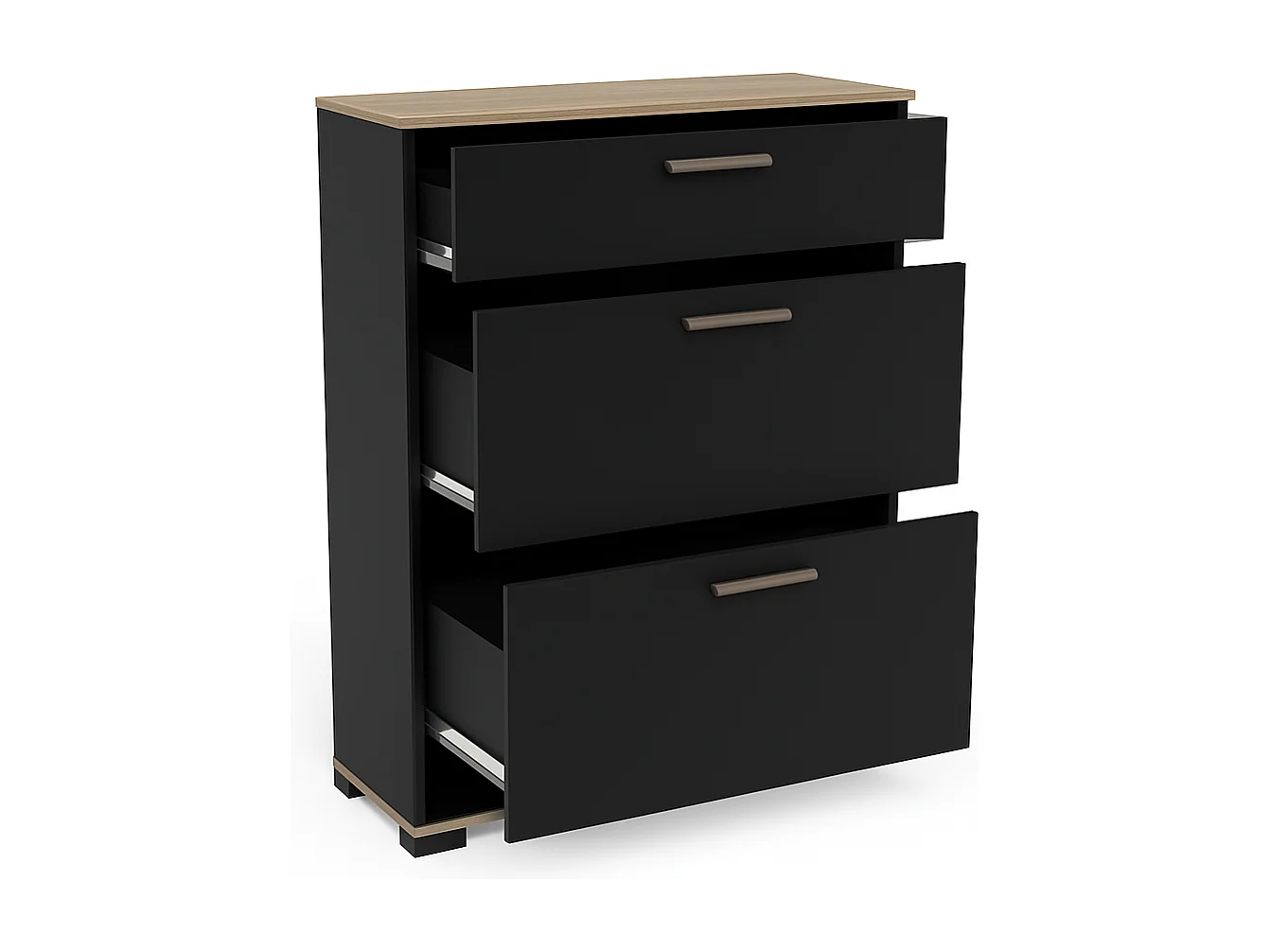 Schuhschrank 2 Klappen und 1 Schublade - L80,8 cm