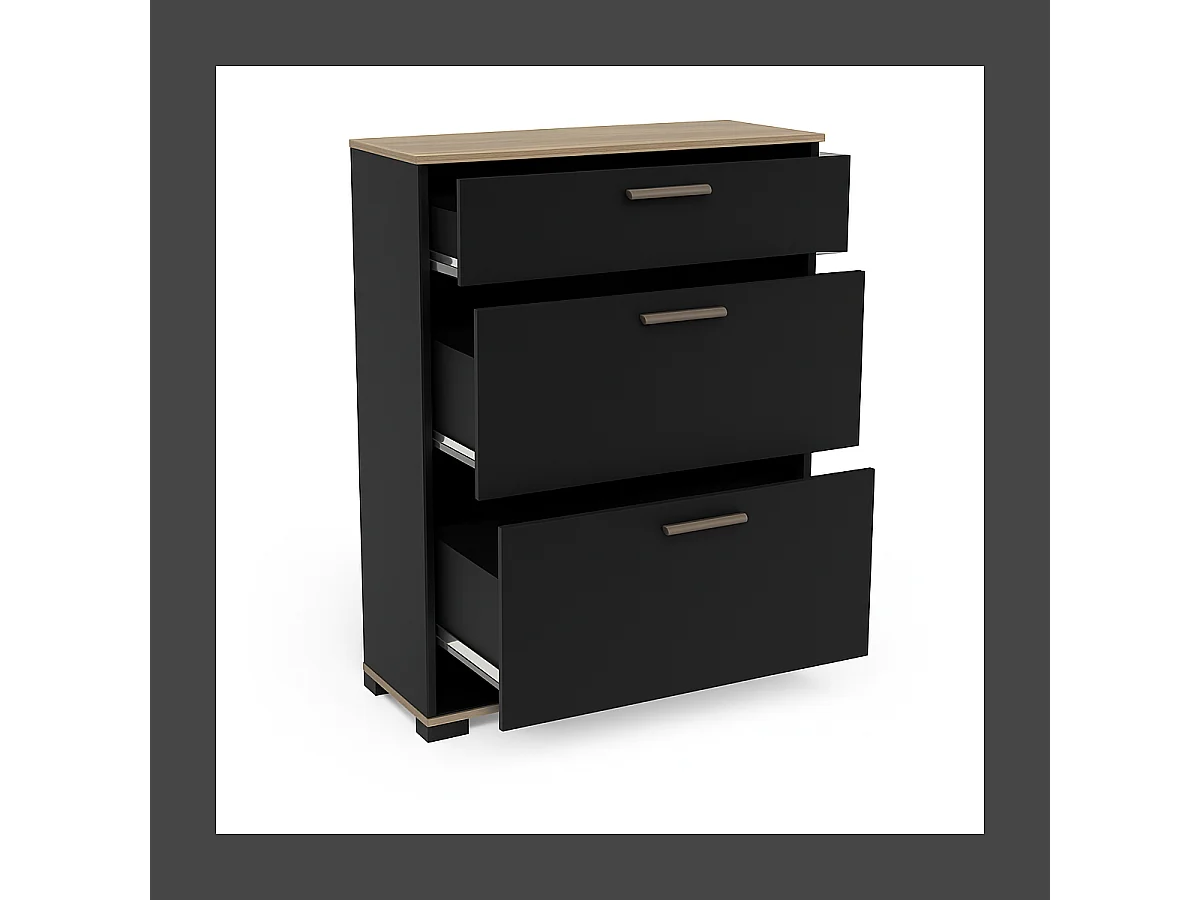 Schuhschrank 2 Klappen und 1 Schublade - L80,8 cm