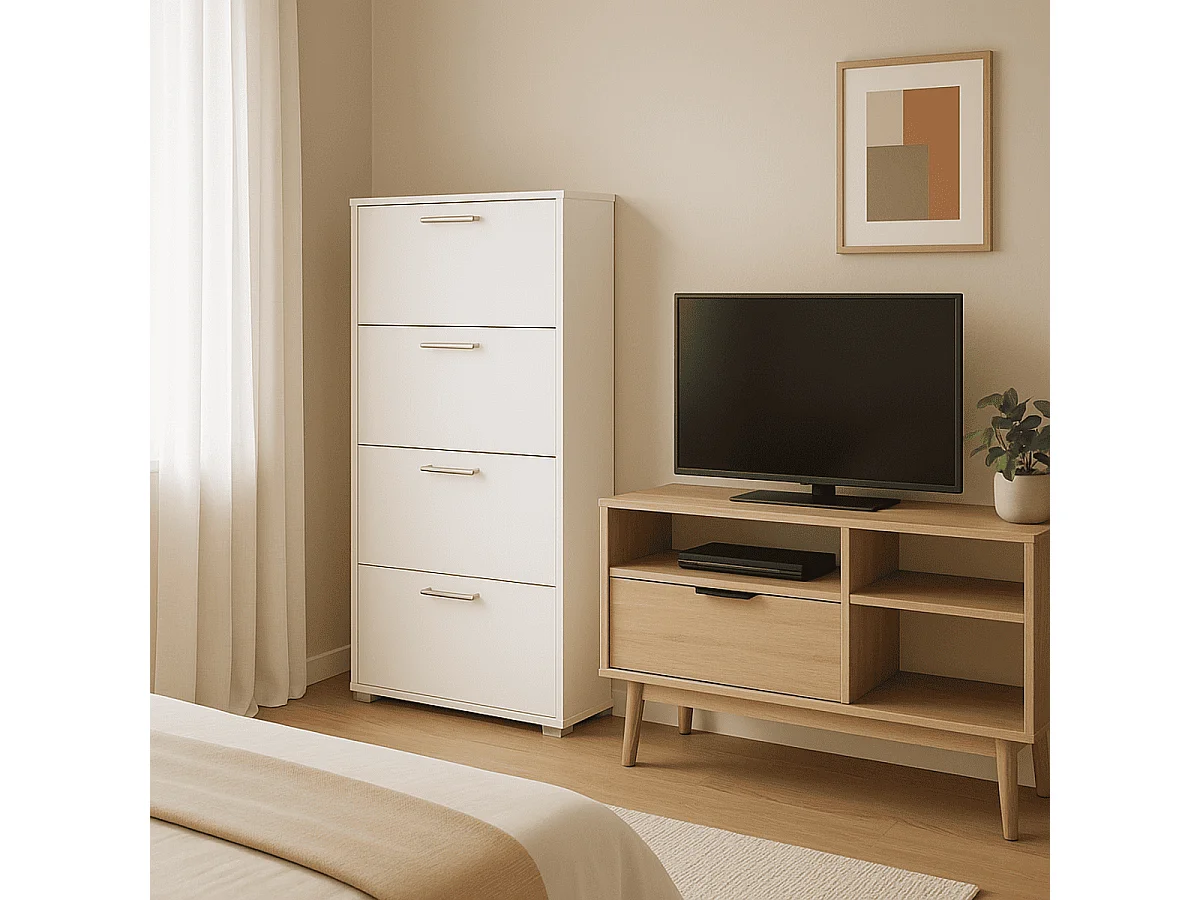 Schuhregal mit 4 Klappen - L80,8 cm