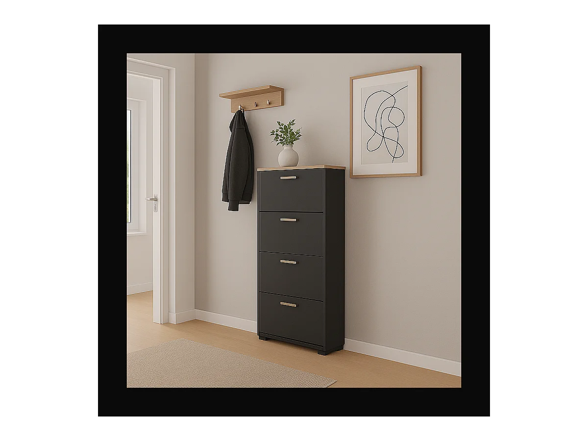 Meuble à chaussures 4 abattants - L80,8 cm