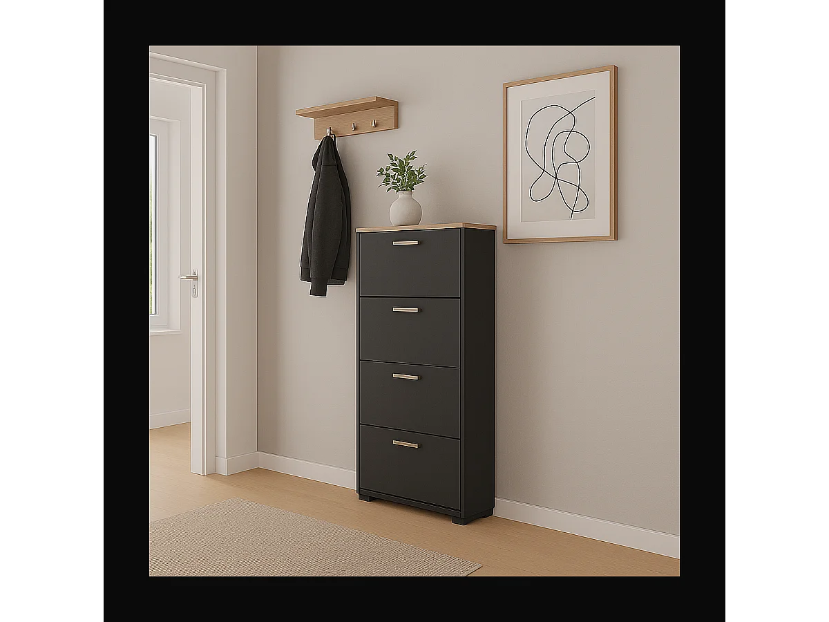 Meuble à chaussures 4 abattants - L80,8 cm