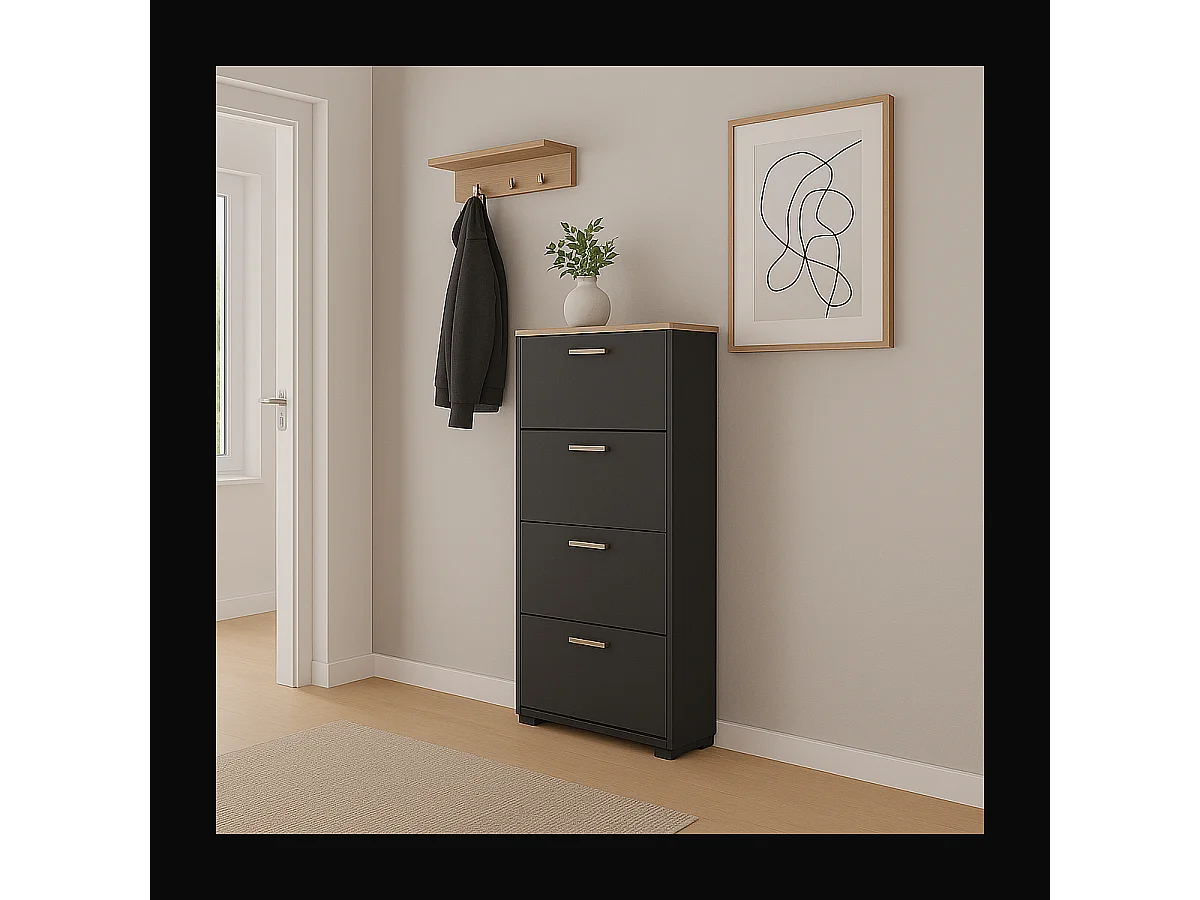 Meuble à chaussures 4 abattants - L80,8 cm