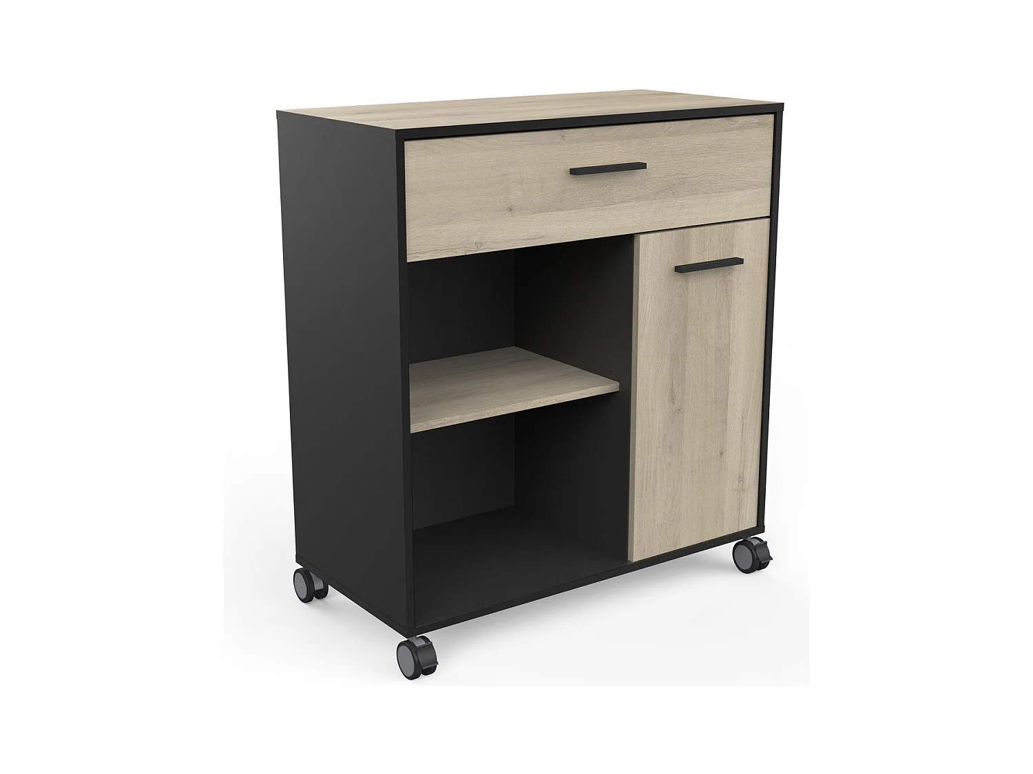 Küchenschrank mit Kronberg Eiche und Mint Schwarz Dekor - H90,3 cm