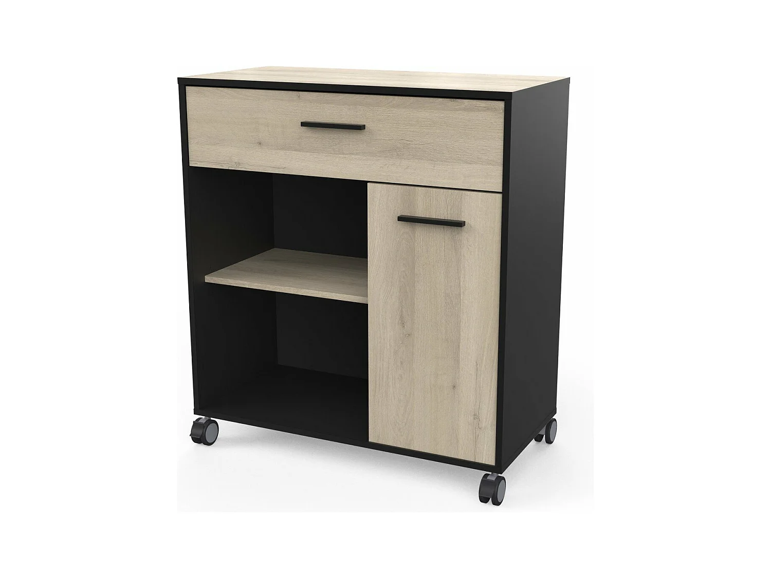 Küchenschrank mit Kronberg Eiche und Mint Schwarz Dekor - H90,3 cm