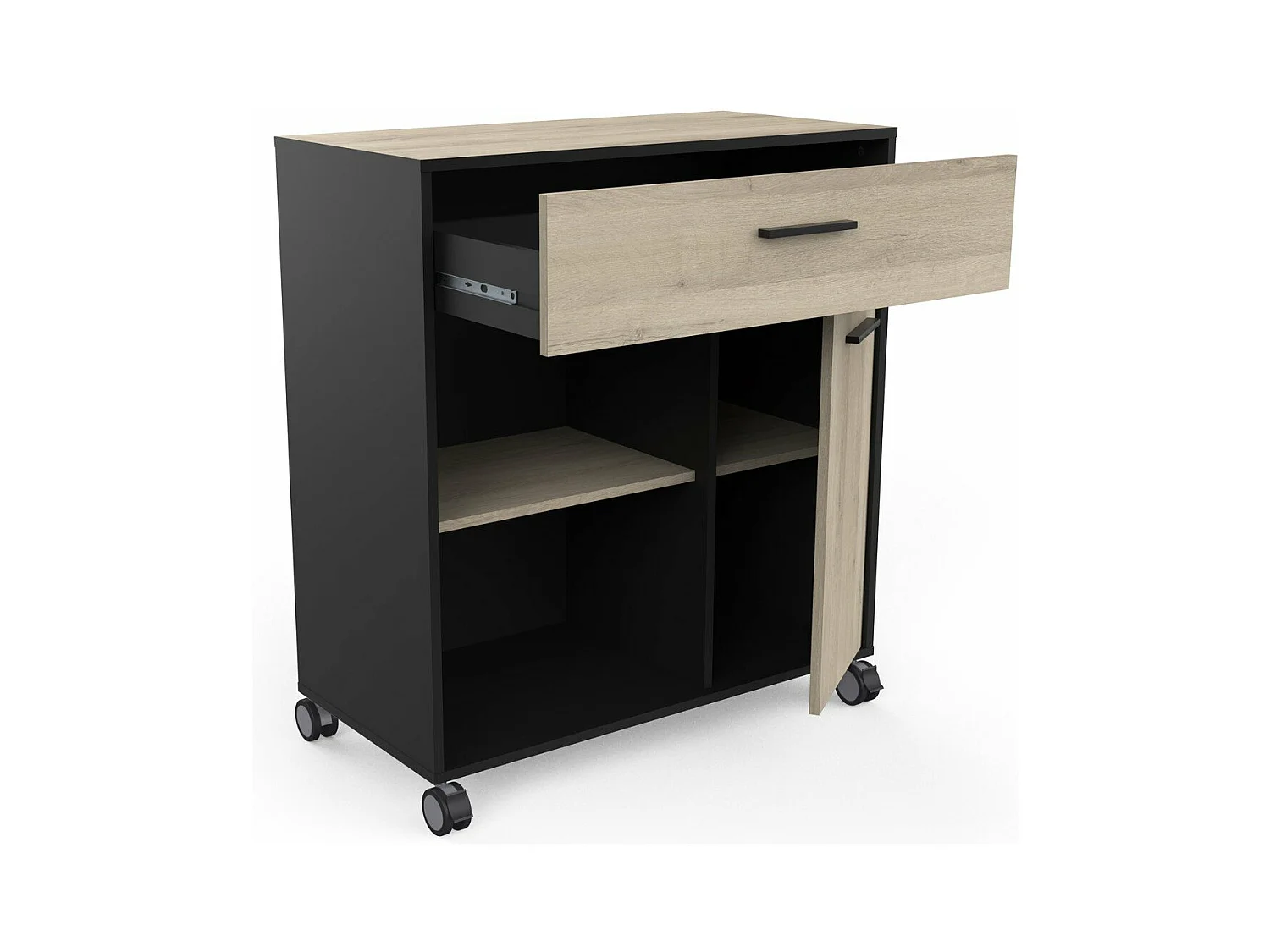 Küchenschrank mit Kronberg Eiche und Mint Schwarz Dekor - H90,3 cm