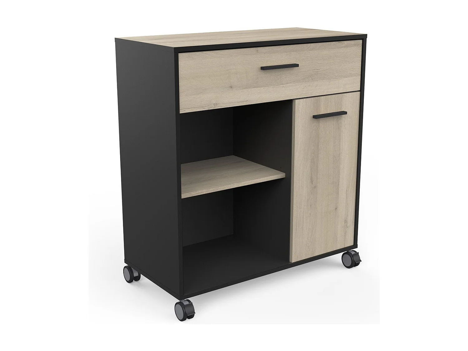 Desserte micro-ondes 1 tiroir, 1 porte et 2 niches H90,3 cm - MINT