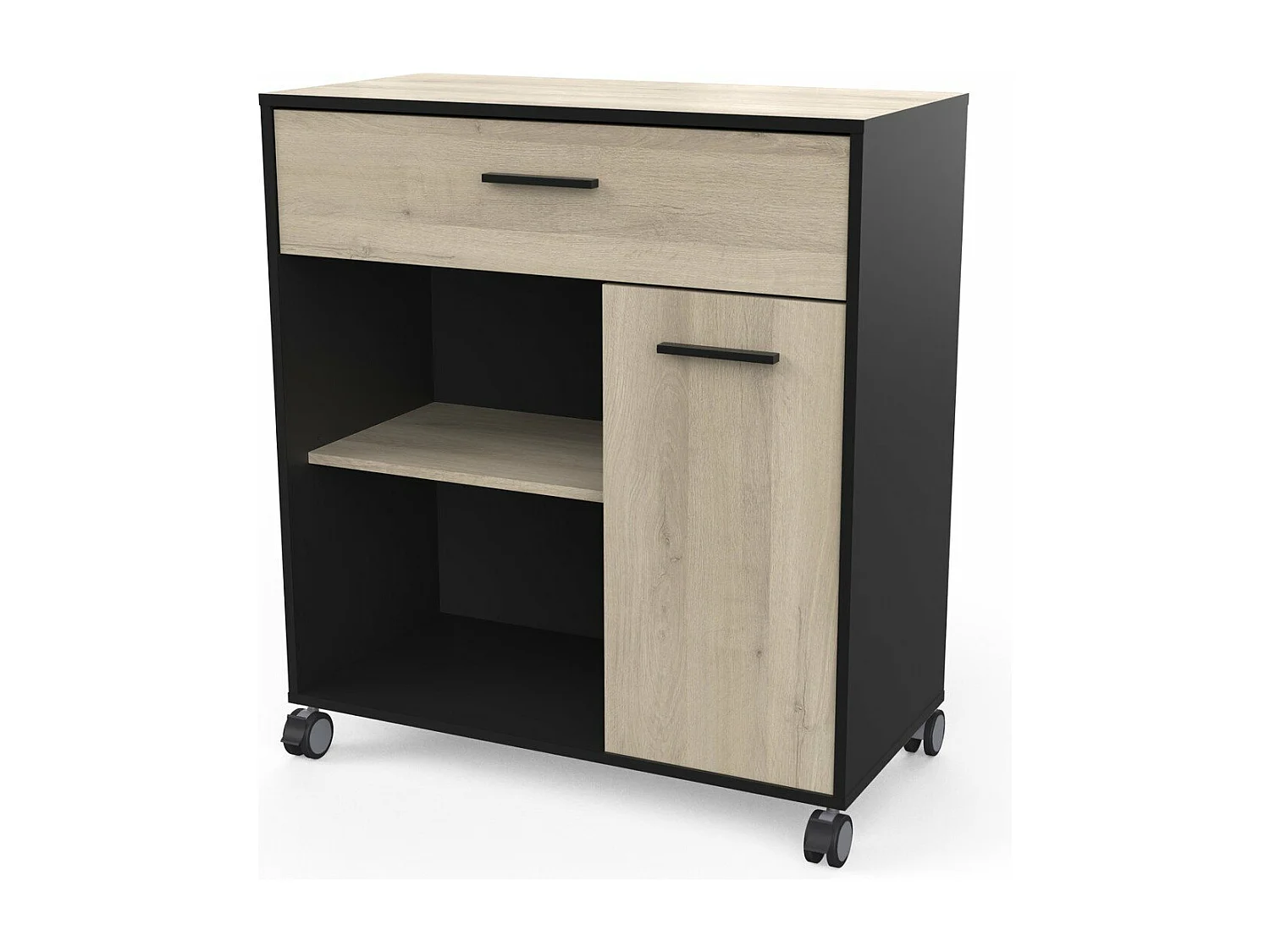 Desserte micro-ondes 1 tiroir, 1 porte et 2 niches H90,3 cm - MINT