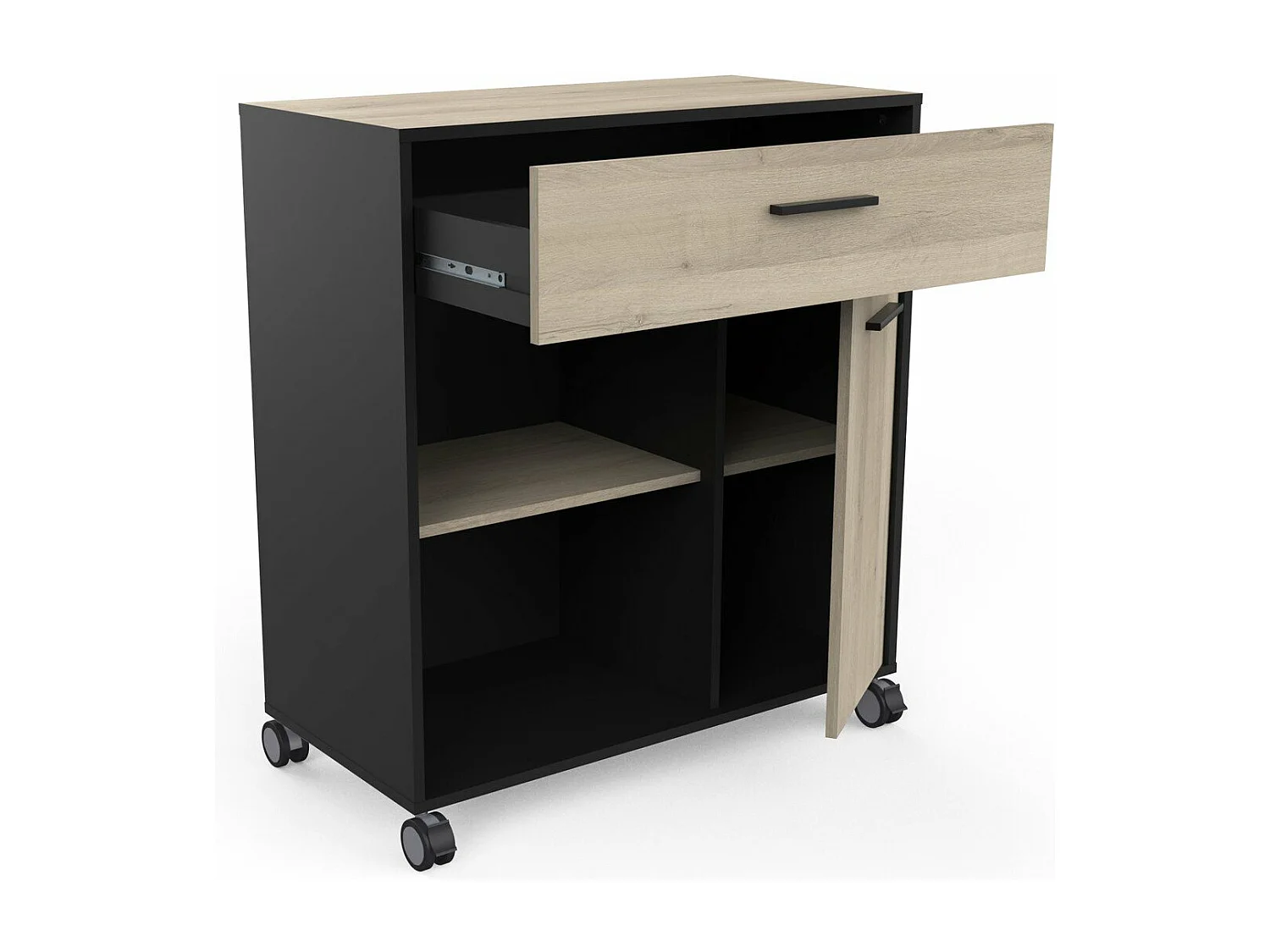 Desserte micro-ondes 1 tiroir, 1 porte et 2 niches H90,3 cm - MINT