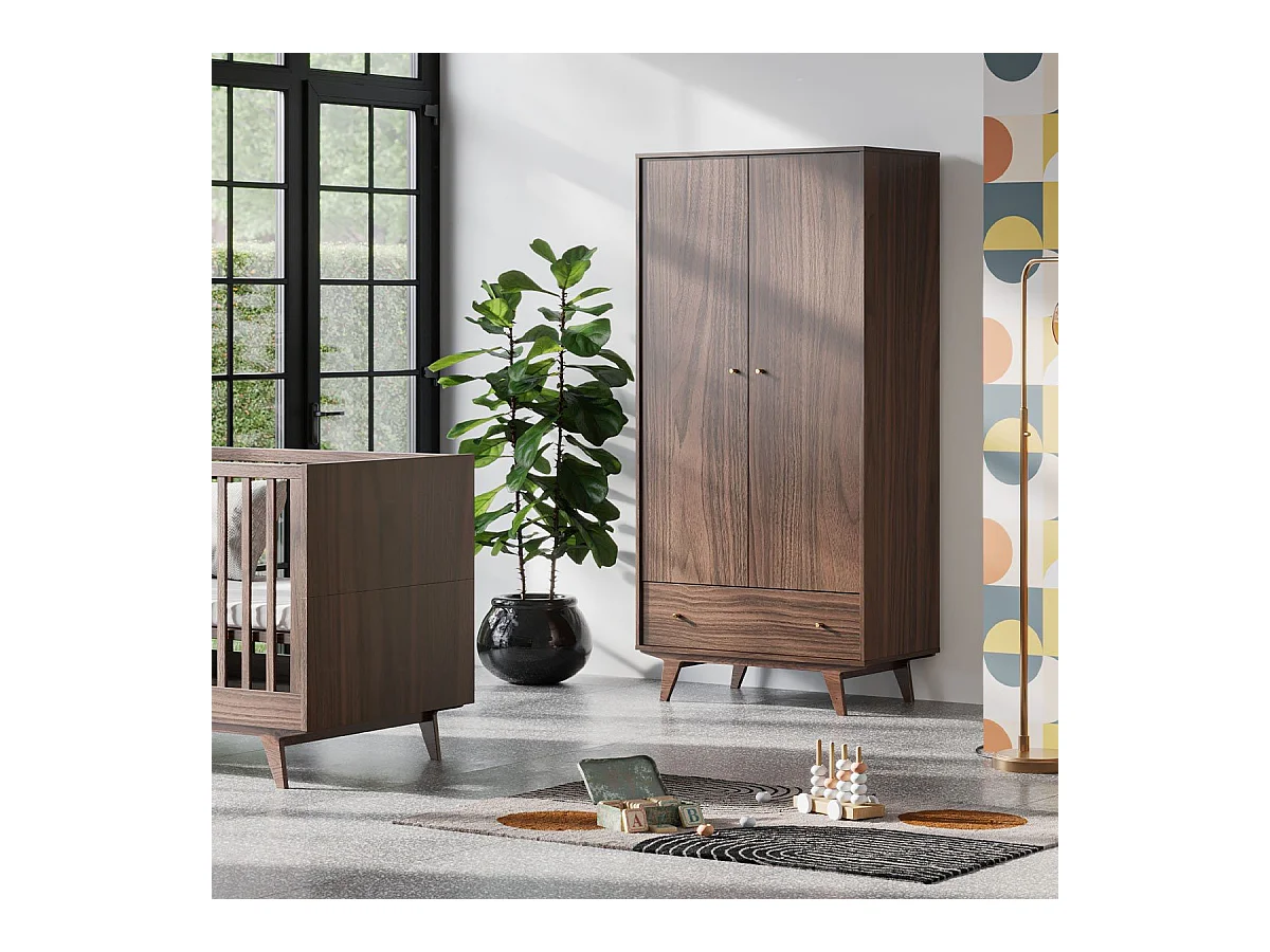 Kleiderschrank 2 Türen 1 Schublade Mid - H185 cm