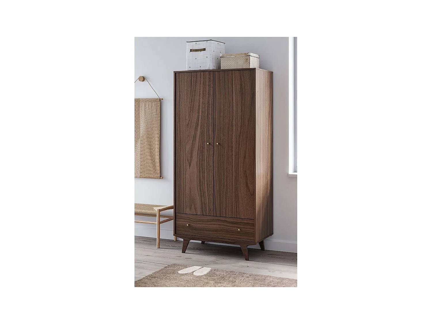 Kleiderschrank 2 Türen 1 Schublade Mid - H185 cm