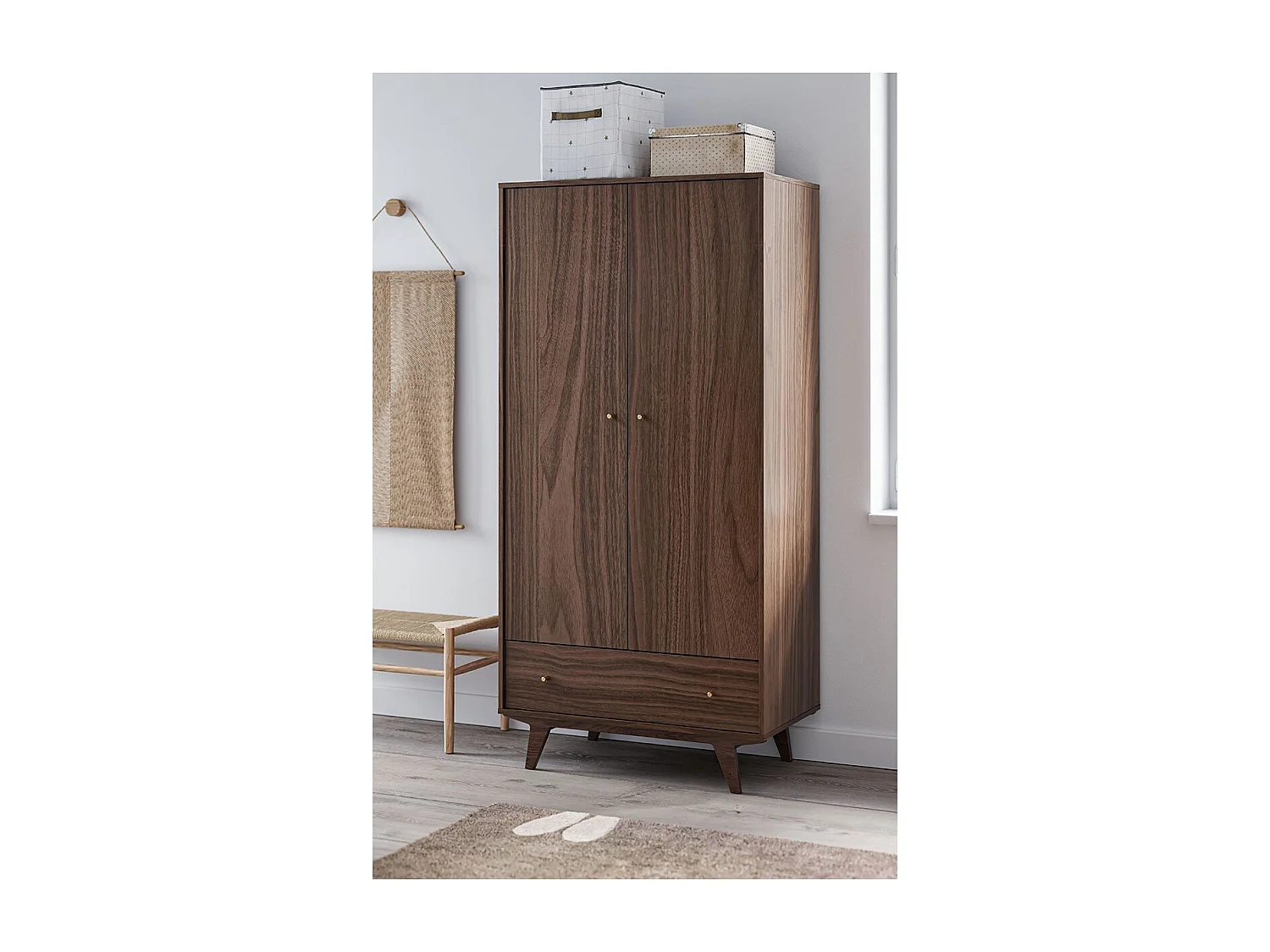 Armoire 2 portes 1 tiroir Mid - H185 cm