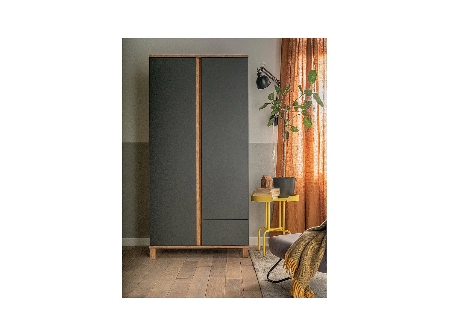 Kledingkast 2 deuren en 1 lade - H183 cm - Hoogte