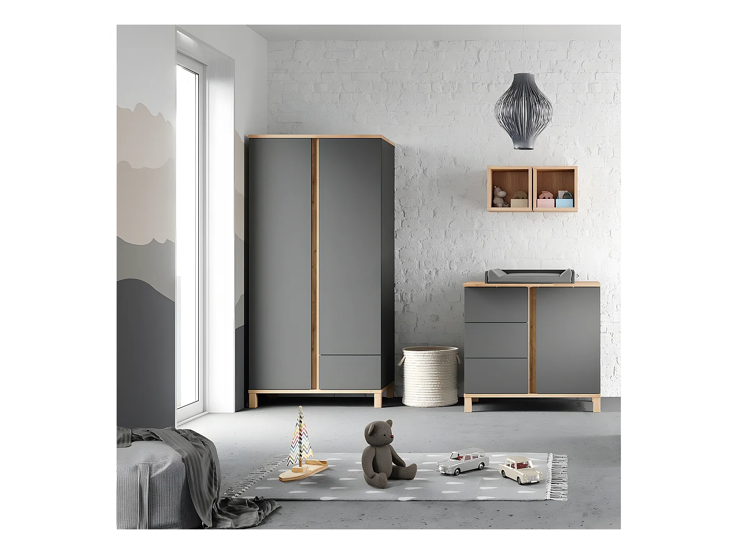 Kledingkast 2 deuren en 1 lade - H183 cm - Hoogte