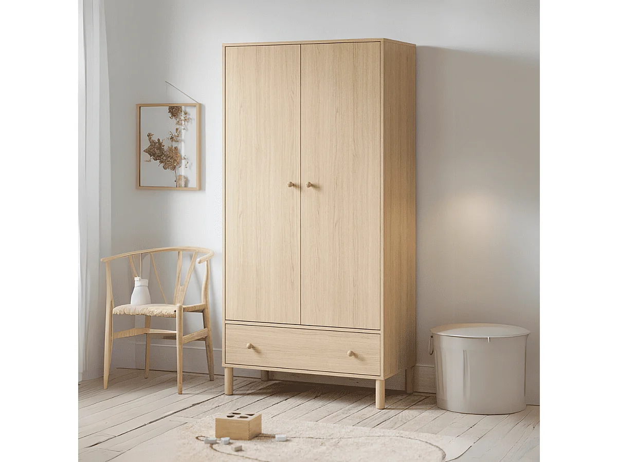 Armoire 2 portes et 1 tiroir H185 cm - Tela