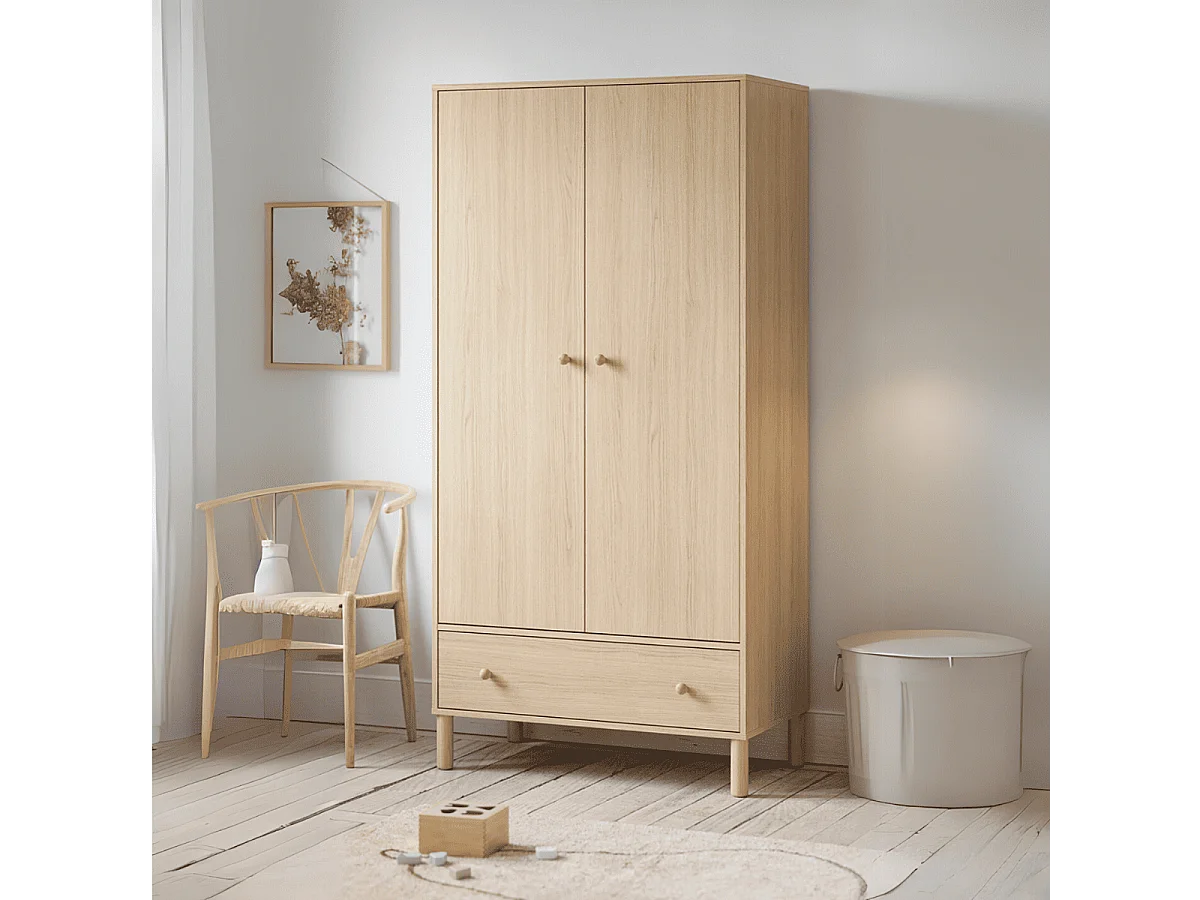 Kledingkast 2 deuren en 1 lade H185 cm - Tela