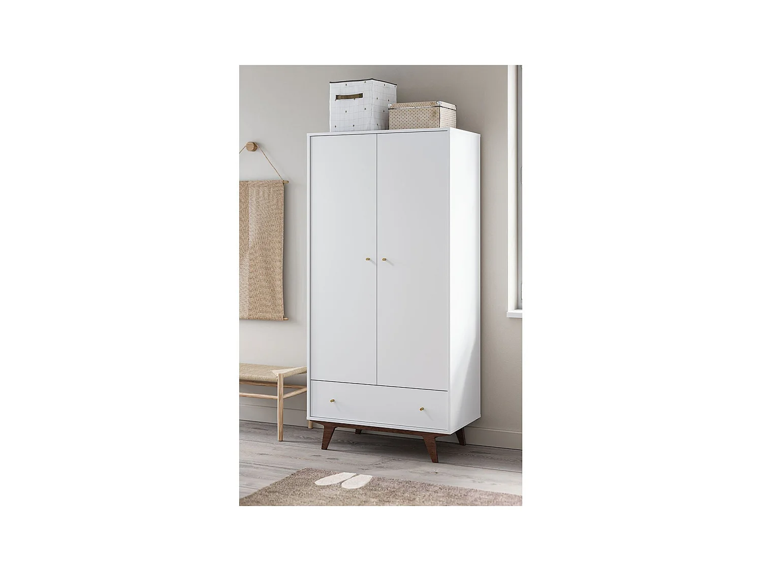 Kleiderschrank 2 Türen 1 Schublade Mid - H185 cm