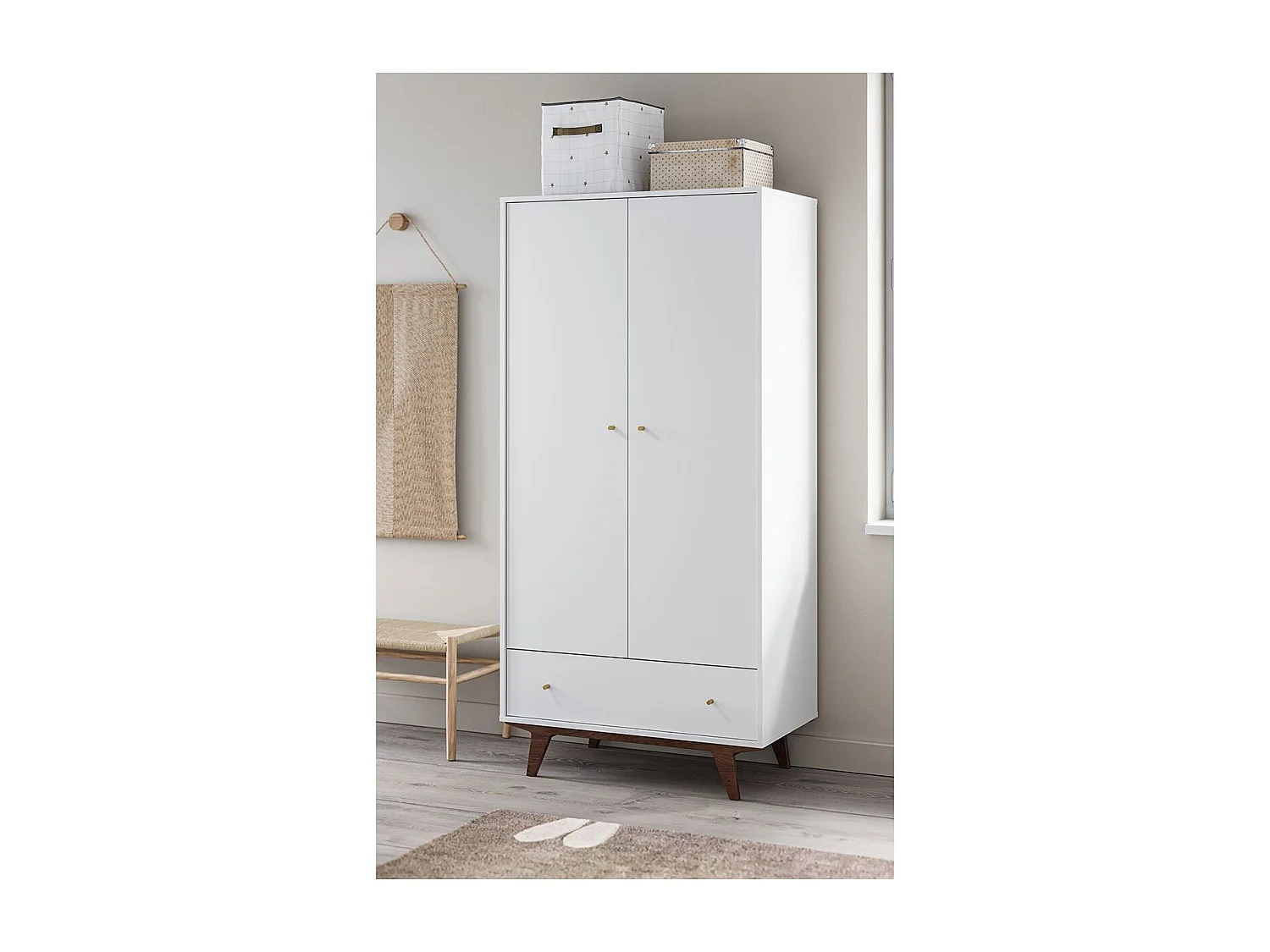 Kleiderschrank 2 Türen 1 Schublade Mid - H185 cm