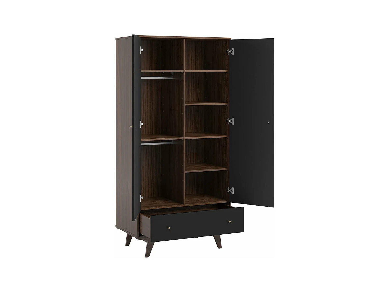 Kleiderschrank 2 Türen 1 Schublade Mid - H185 cm
