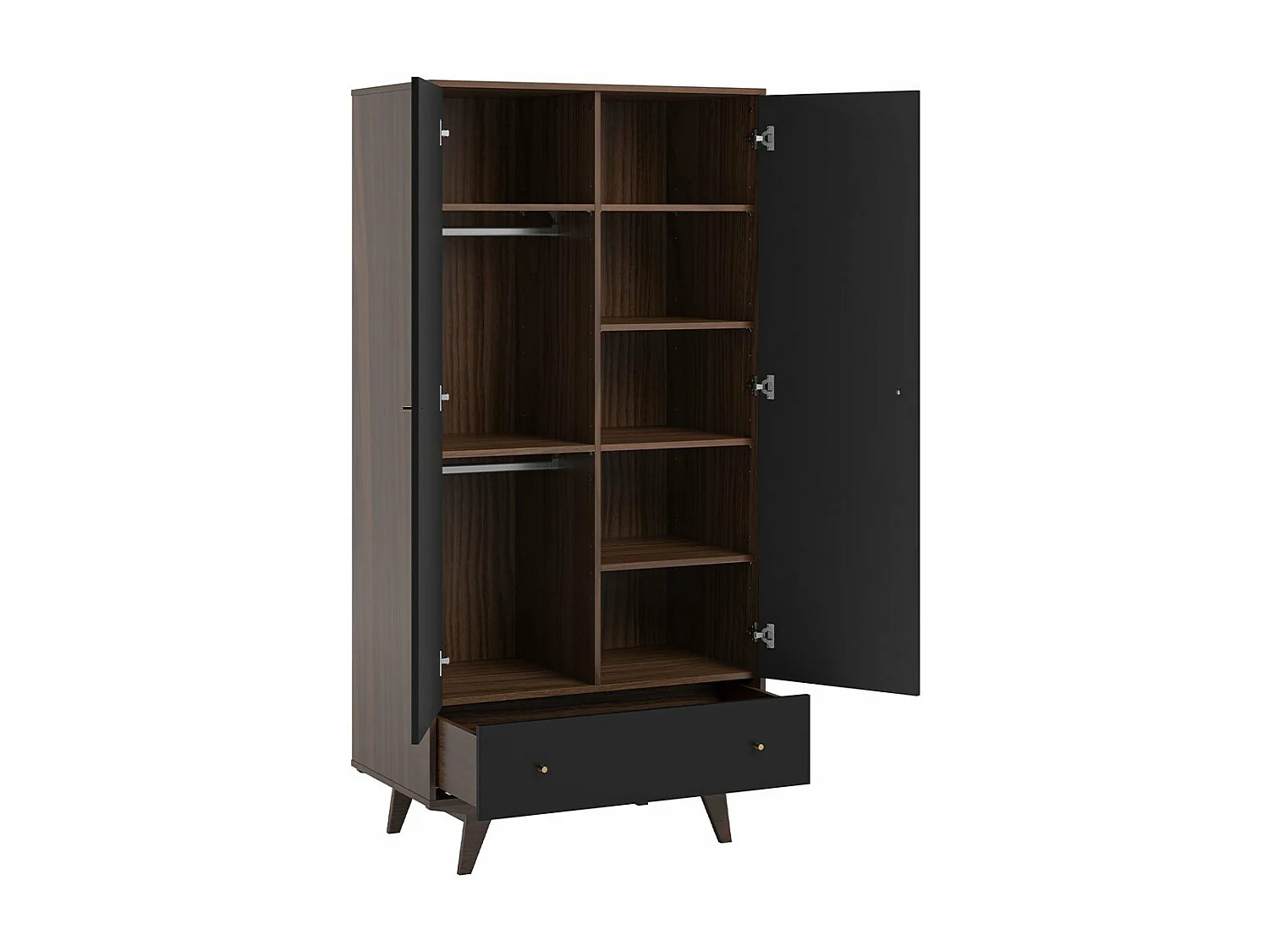 Kleiderschrank 2 Türen 1 Schublade Mid - H185 cm