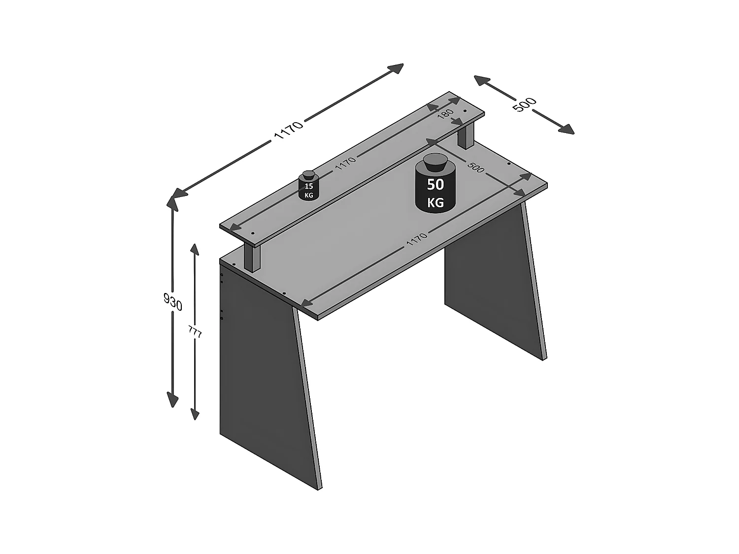 Schreibtisch Anthrazitgrau und Orange Zocker Pro 1 - L93 cm