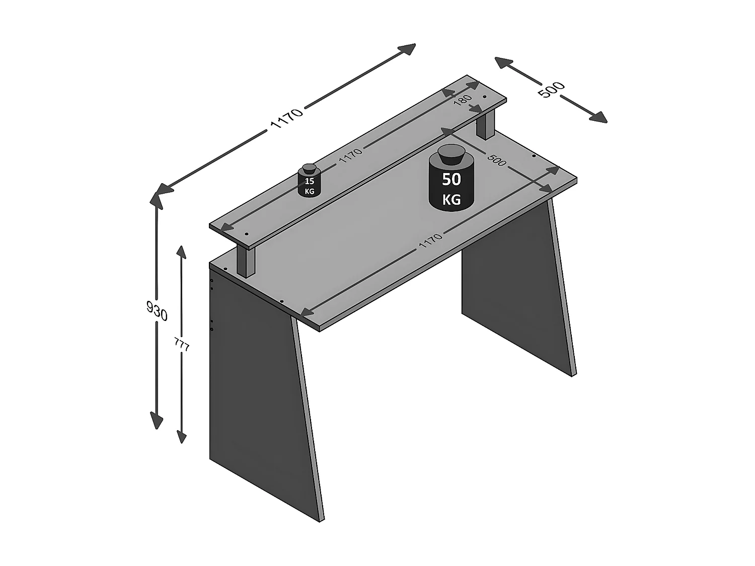 Schreibtisch Anthrazitgrau und Orange Zocker Pro 1 - L93 cm