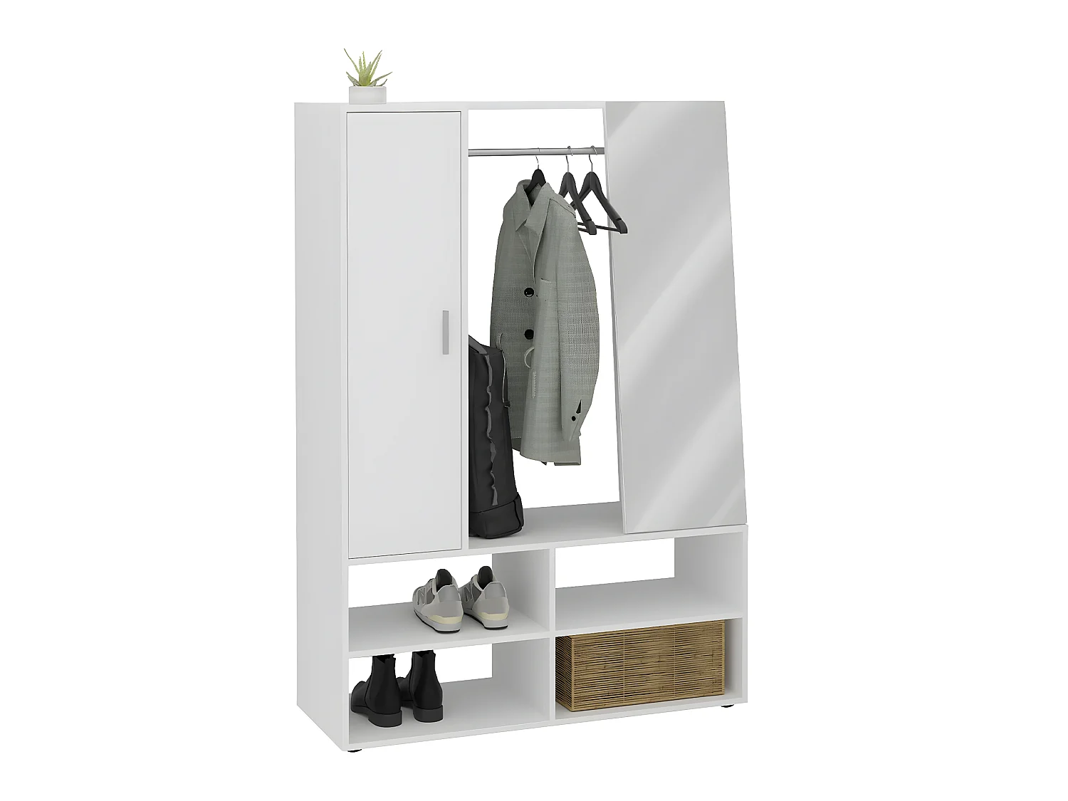 Penderie d'entrée 1 porte 1 miroir Auma - L105 x H151,3 cm