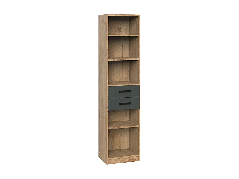 Bibliotheek 5 planken en 2 laden - L47 cm