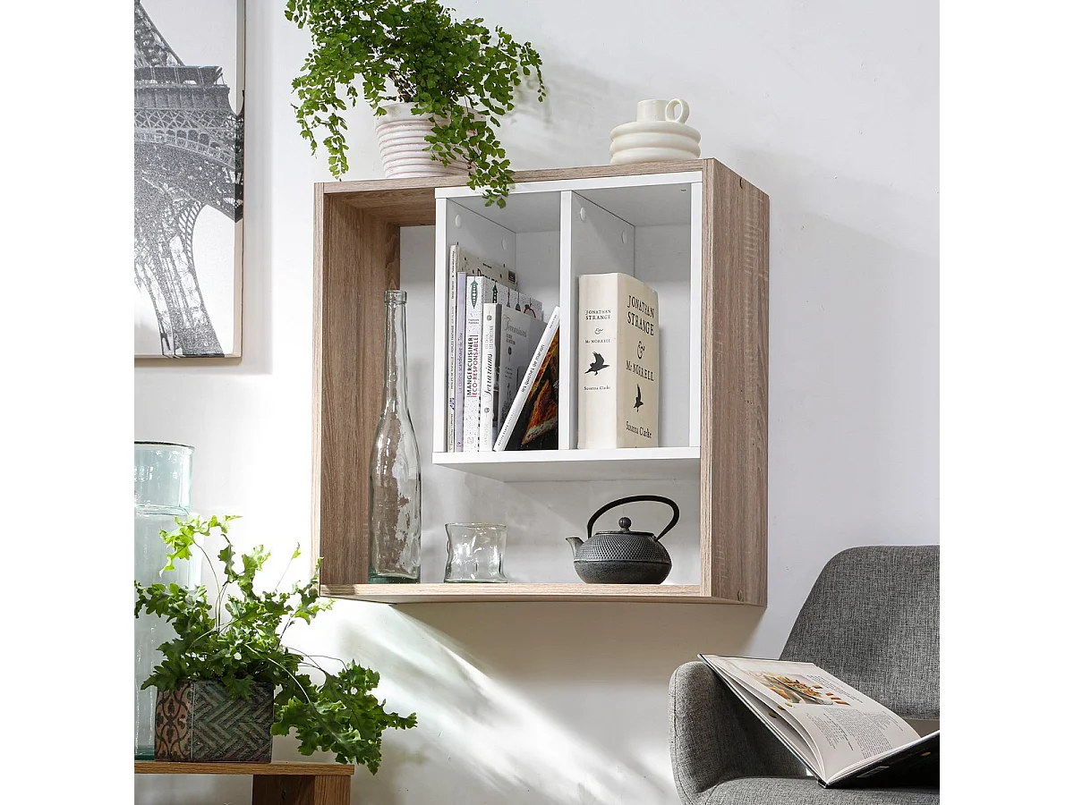 Etagère murale avec rangements Soest 3 - L58,3 x H 58,6 cm
