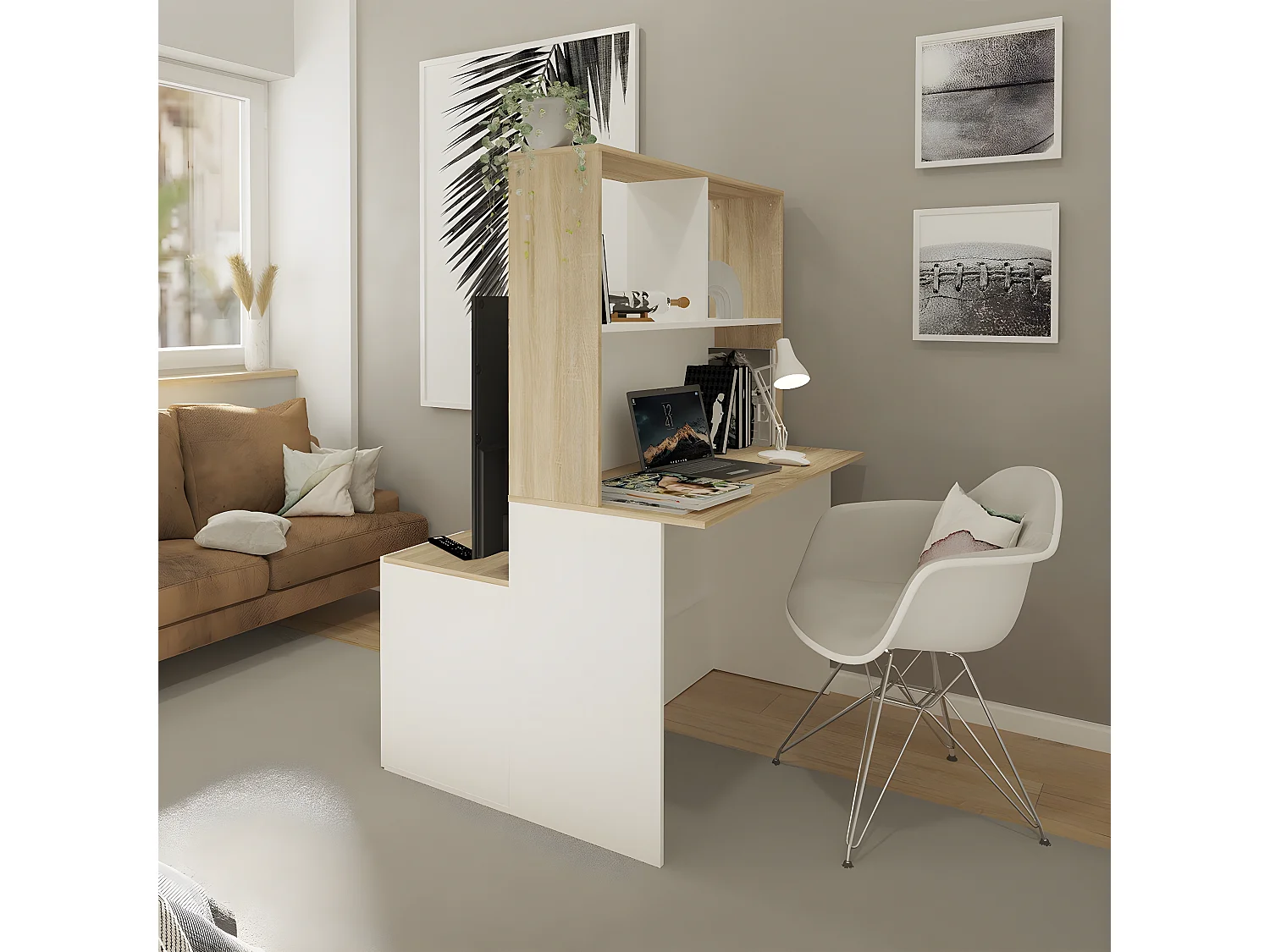 Meuble multifonctions TV et bureau Mainz - L110,5 cm