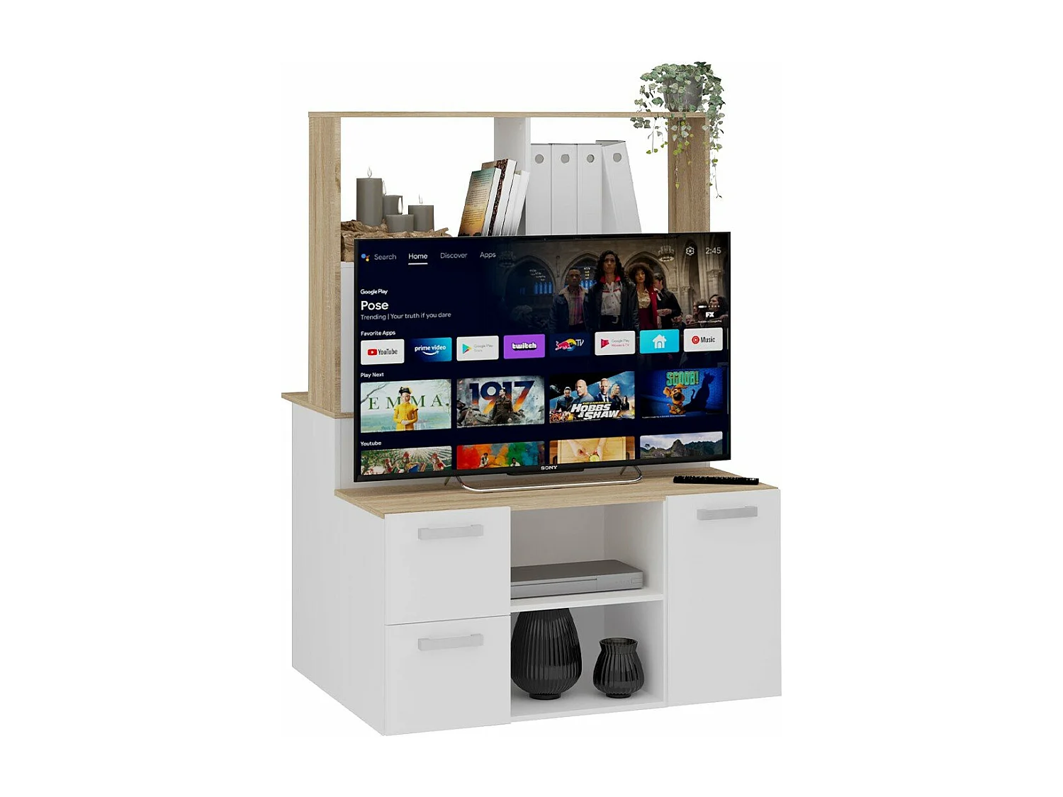 Meuble multifonctions TV et bureau Mainz - L110,5 cm
