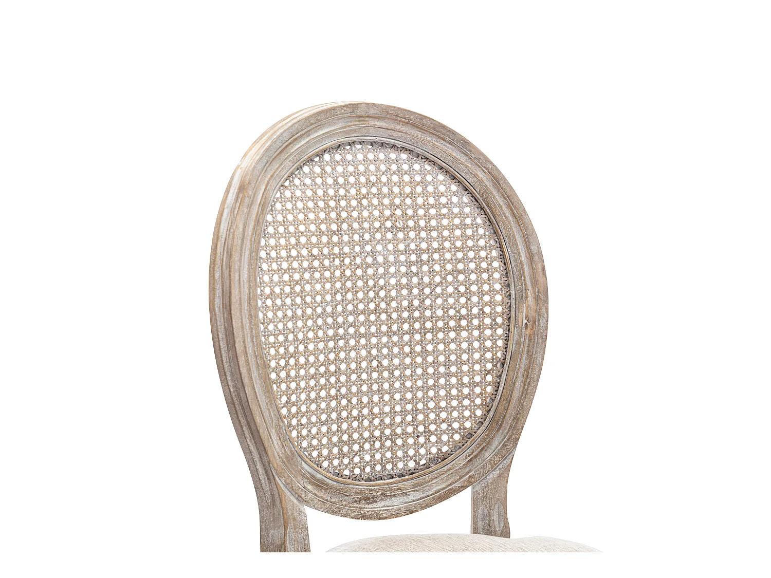 Zestaw 6 krzeseł - Plecionka, tkanina i drewno kauczukowe - Beżowy - ANTOINETTE