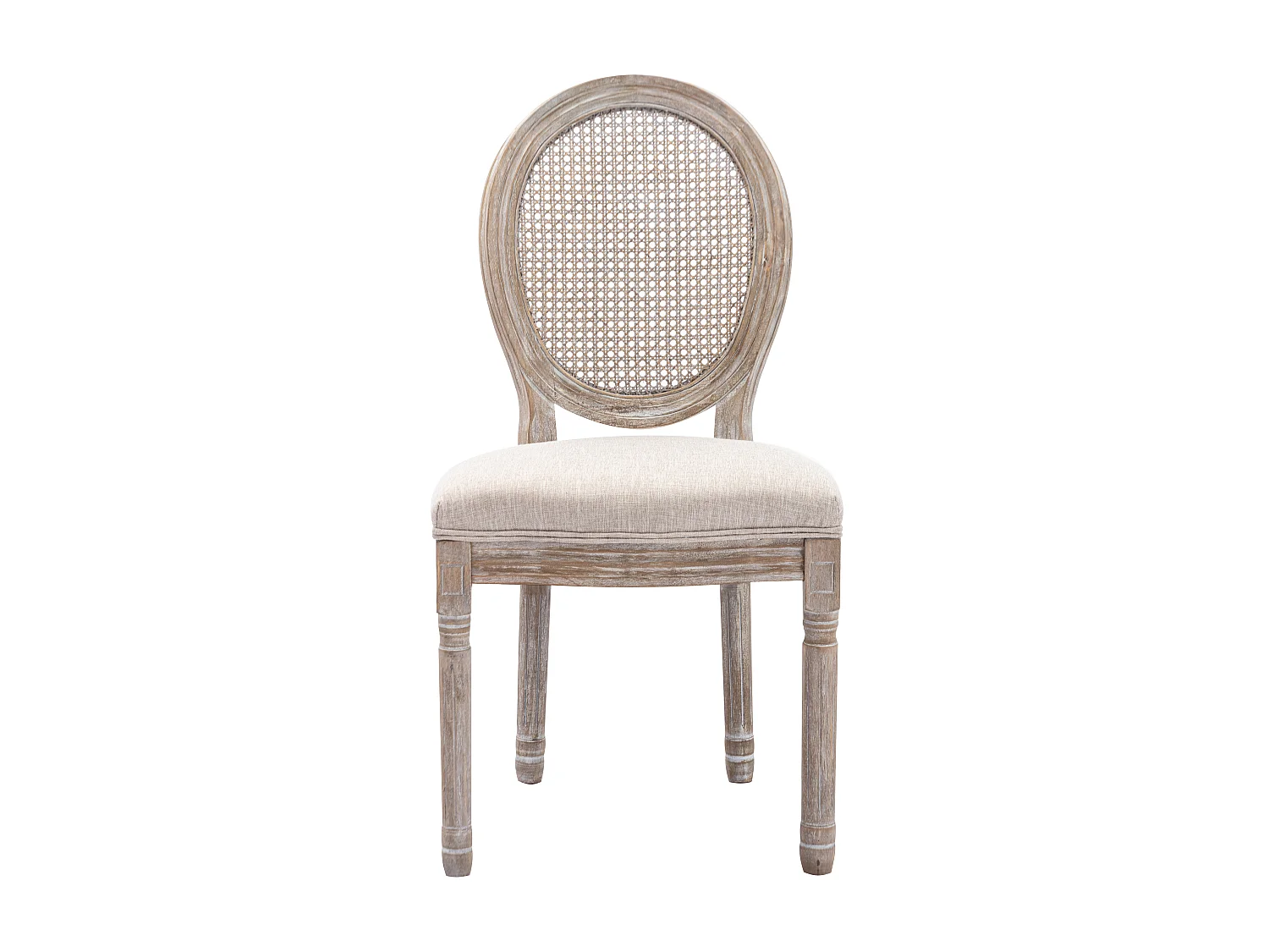 Set van 6 stoelen - Riet, stof en heveahout - Beige - ANTOINETTE
