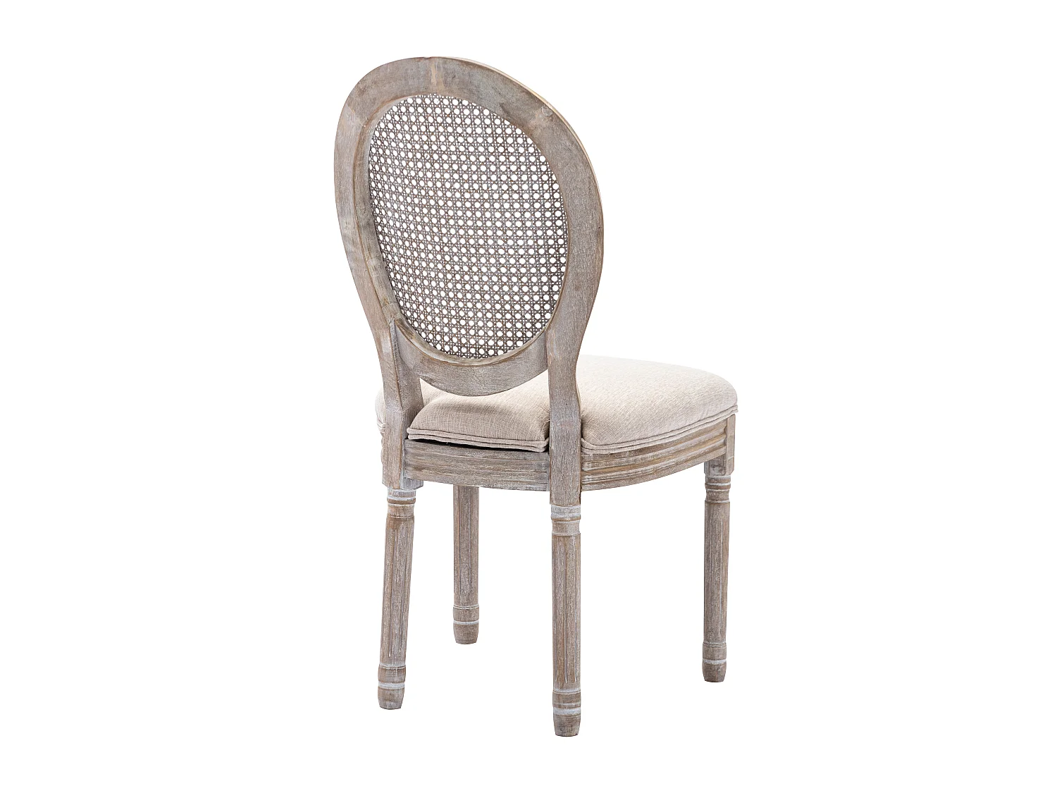 Set van 6 stoelen - Riet, stof en heveahout - Beige - ANTOINETTE