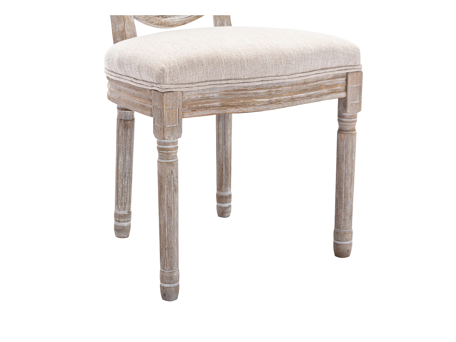 Set van 6 stoelen - Riet, stof en heveahout - Beige - ANTOINETTE