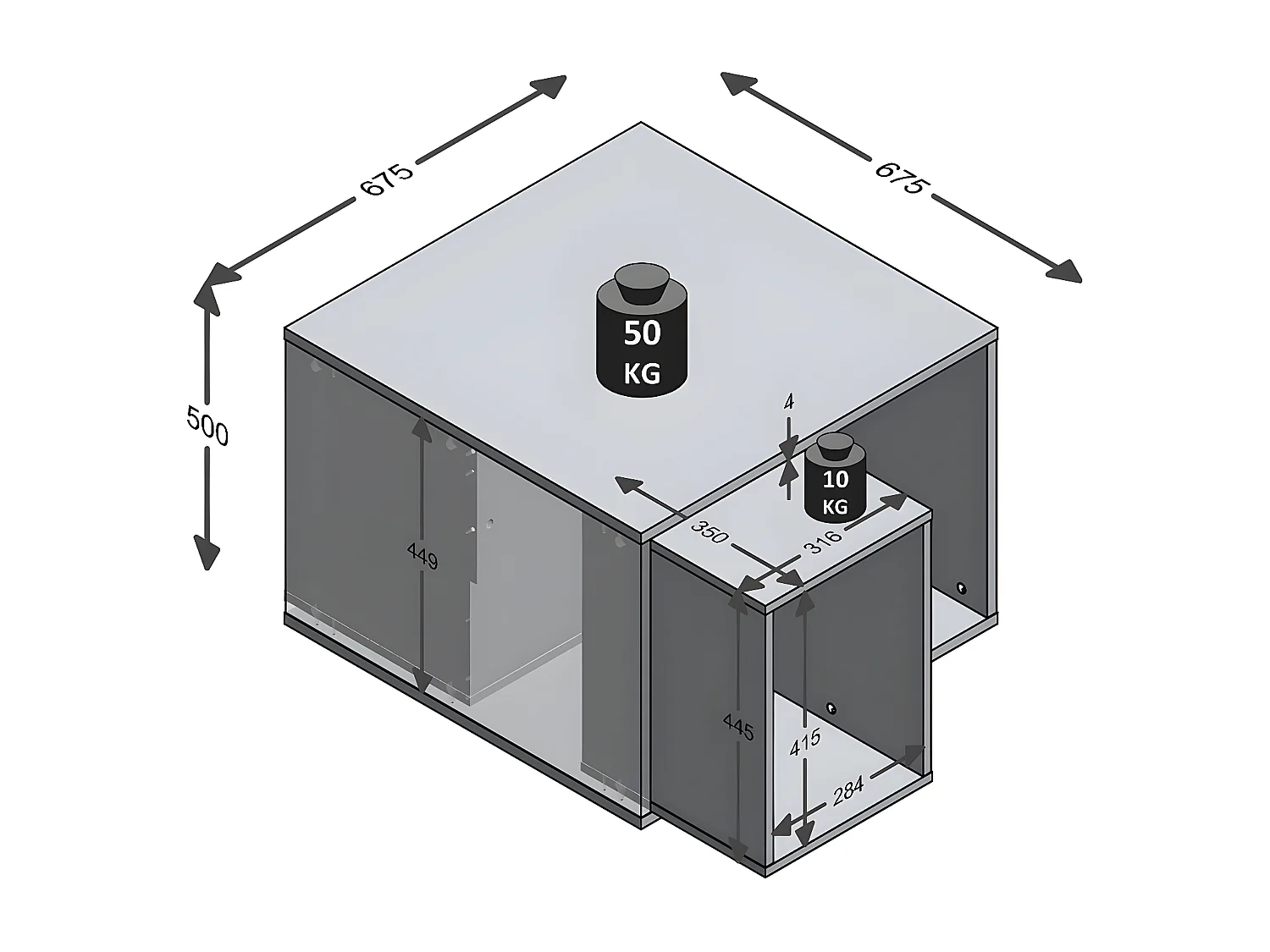 Mesa de centro con 2 elementos desmontables Joker 2 - L71,5 x H50 cm