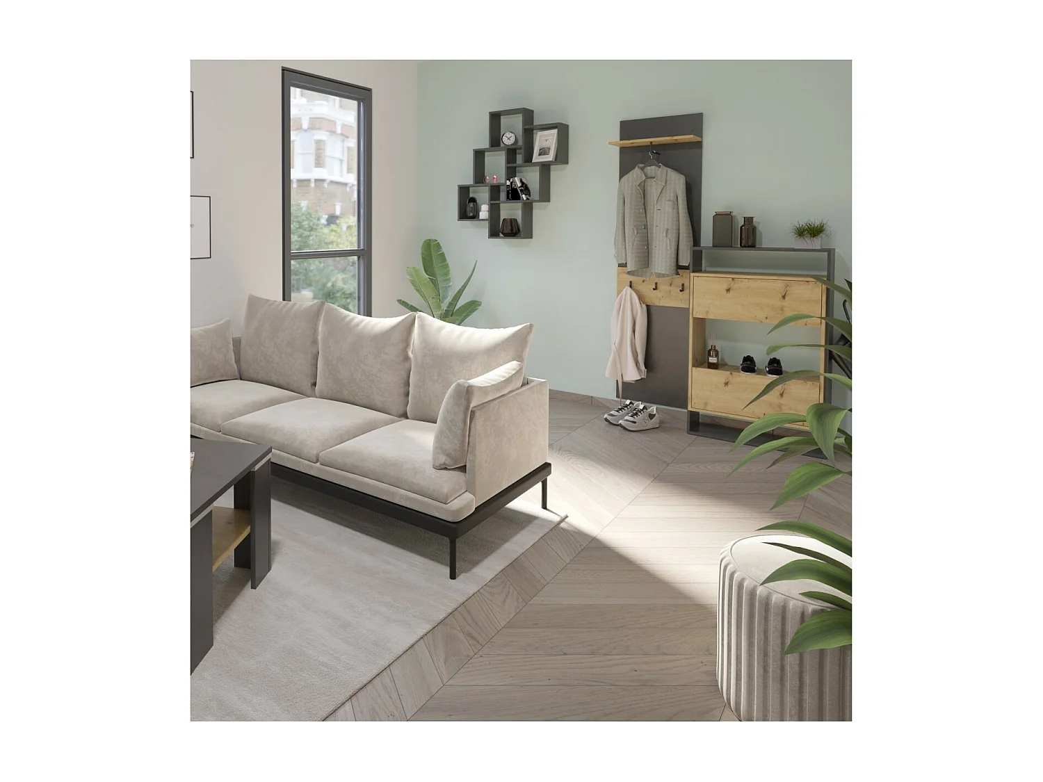 Garderobe mit 1 Regal und 3 Haken Verona 3 - H188 cm