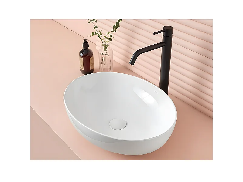 Waschbecken Aufsatz oval aus Keramik PARMA 51.5 x 40 cm