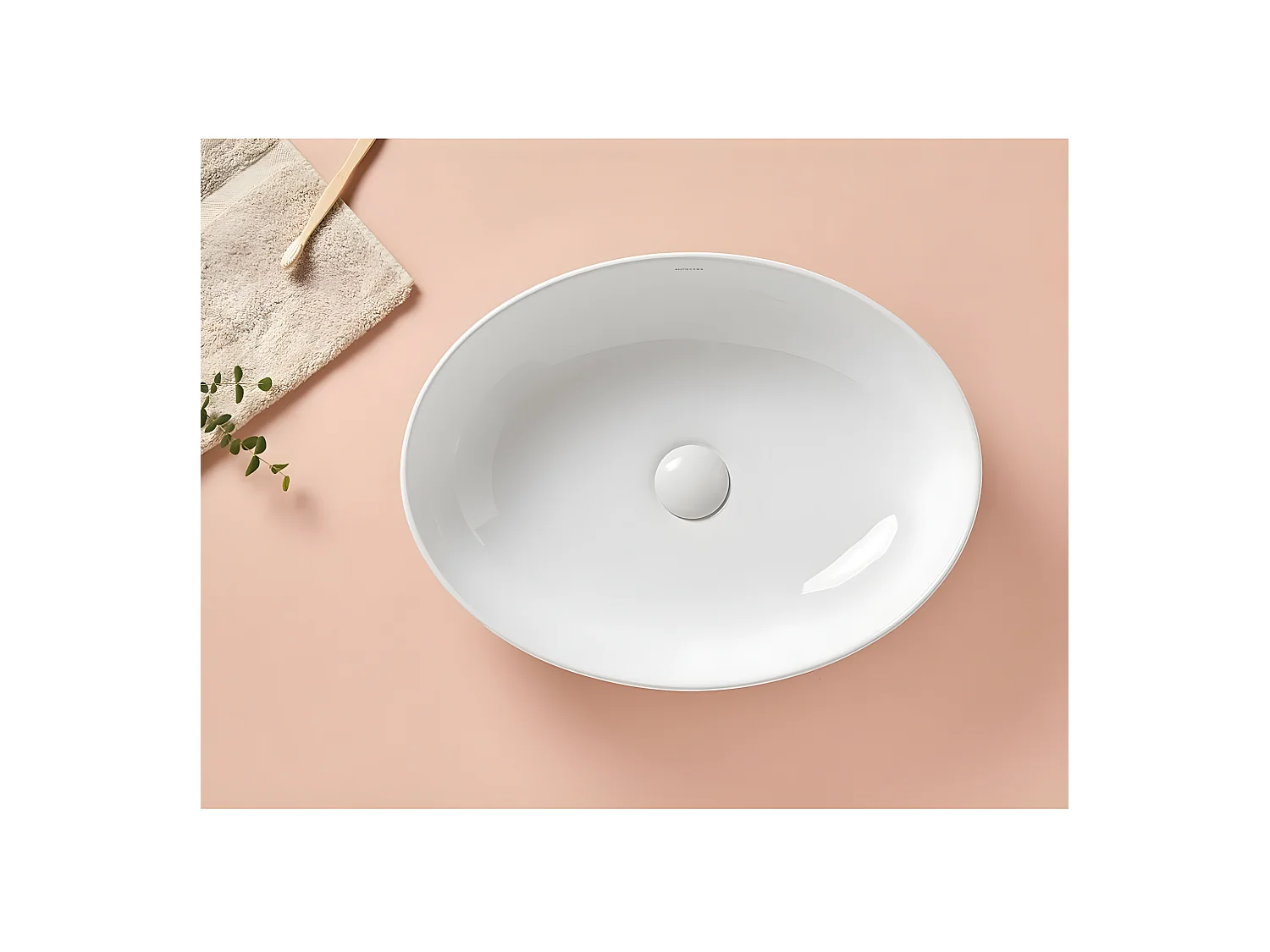 Waschbecken Aufsatz oval aus Keramik PARMA 51.5 x 40 cm