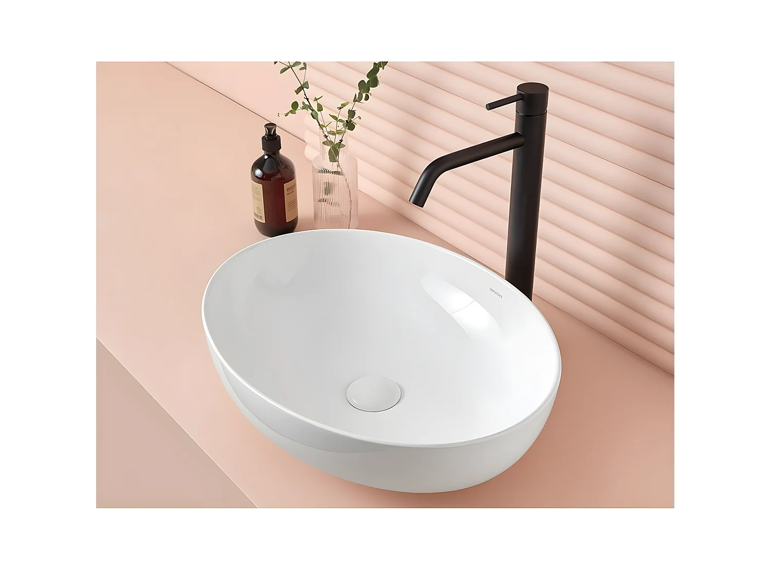 Lavabo sobre encimera ovalado de cerámica PARMA  51.5 x 40 cm