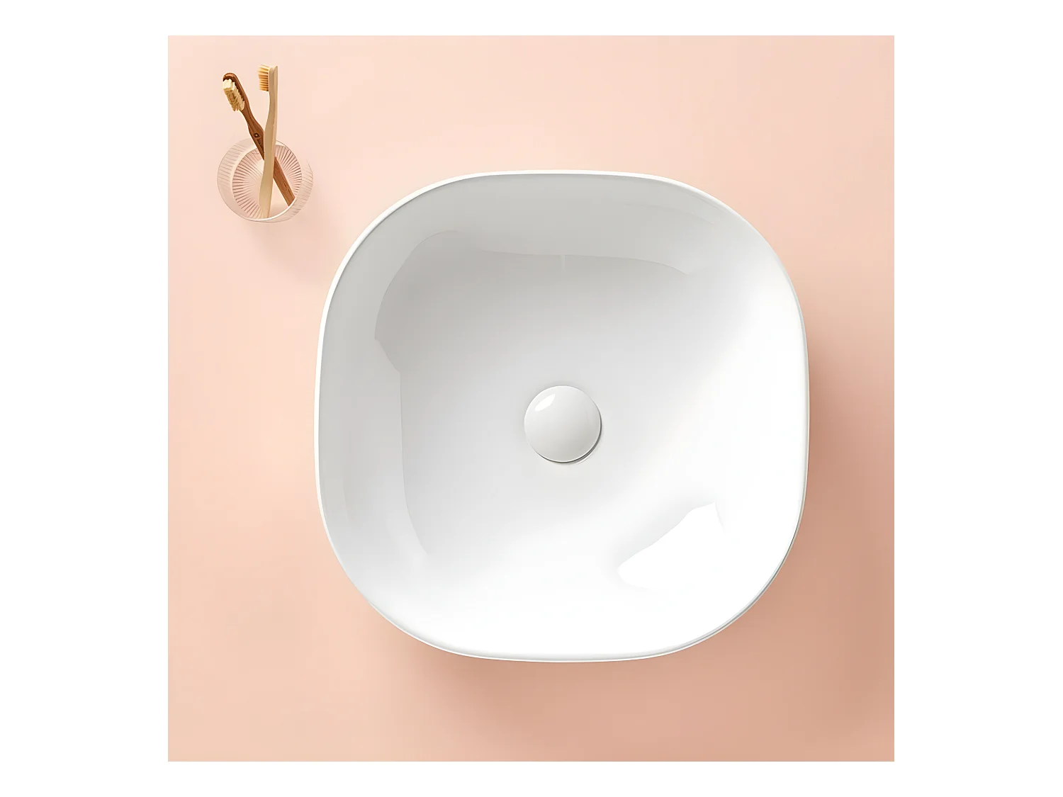 Waschtisch aus Keramik PALERMO für die Aufsatzmontage 42.5 x 42.5 cm